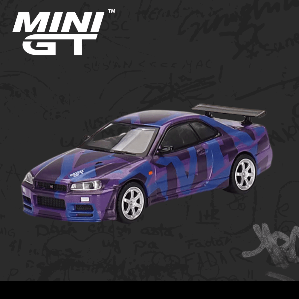Mini GT 446 Nissan Skyline GT-R (R34) V-Spec II Digital Camouflage Purple