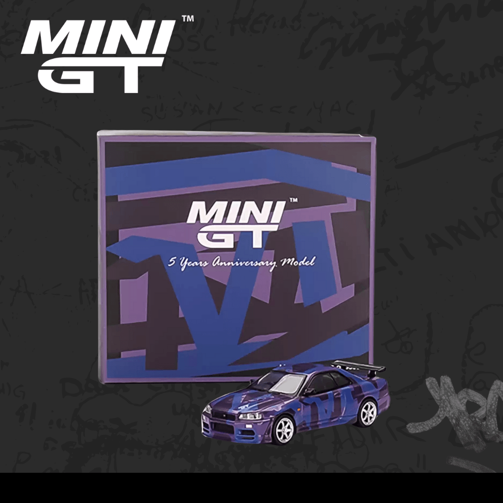Mini GT 446 Nissan Skyline GT-R (R34) V-Spec II Digital Camouflage Purple