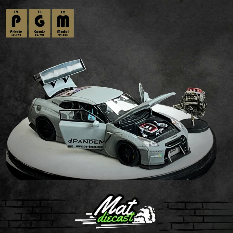 1/64 PGM 日産 GTR R35 ロケットバニー　パンデム　フル開閉グレー PGM 1:64 Nissan Rocket Bunny GTR R35 Overseas Edition