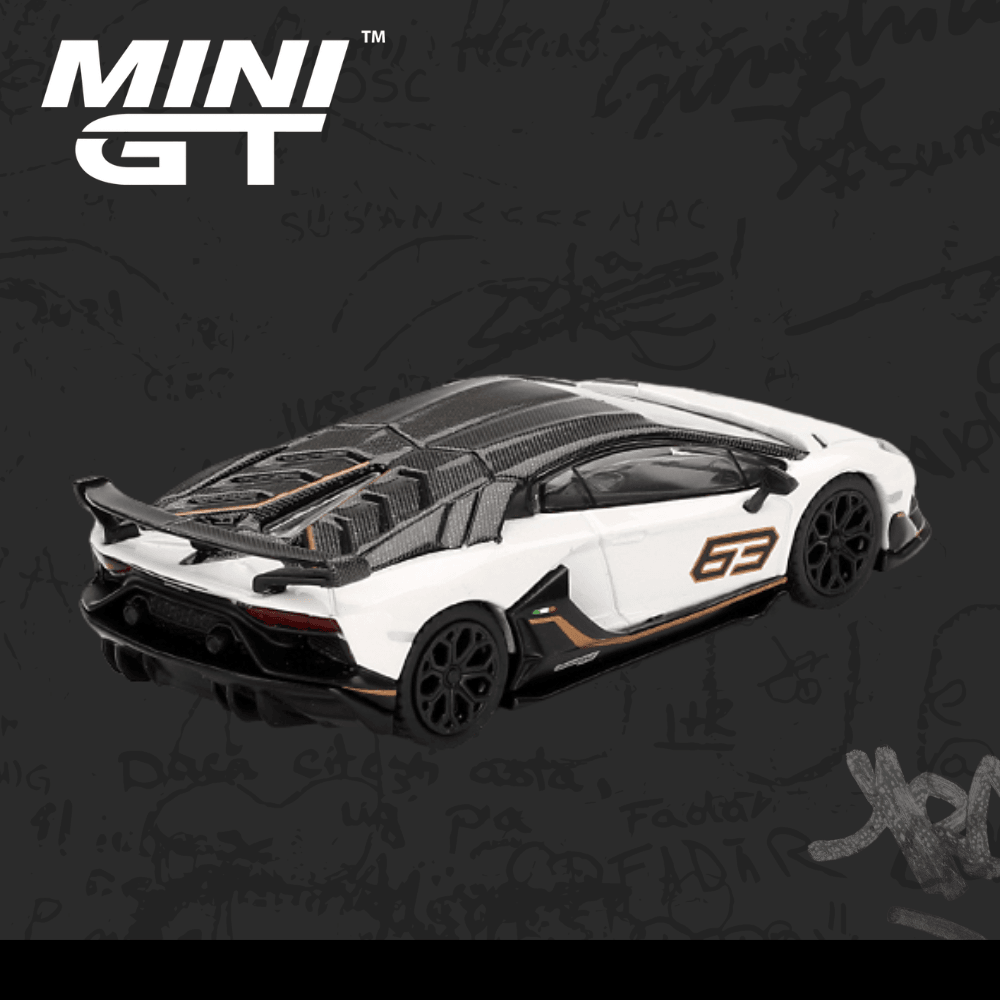 Mini GT 842  Lamborghini Aventador SVJ 63 Bianco Asopo 
