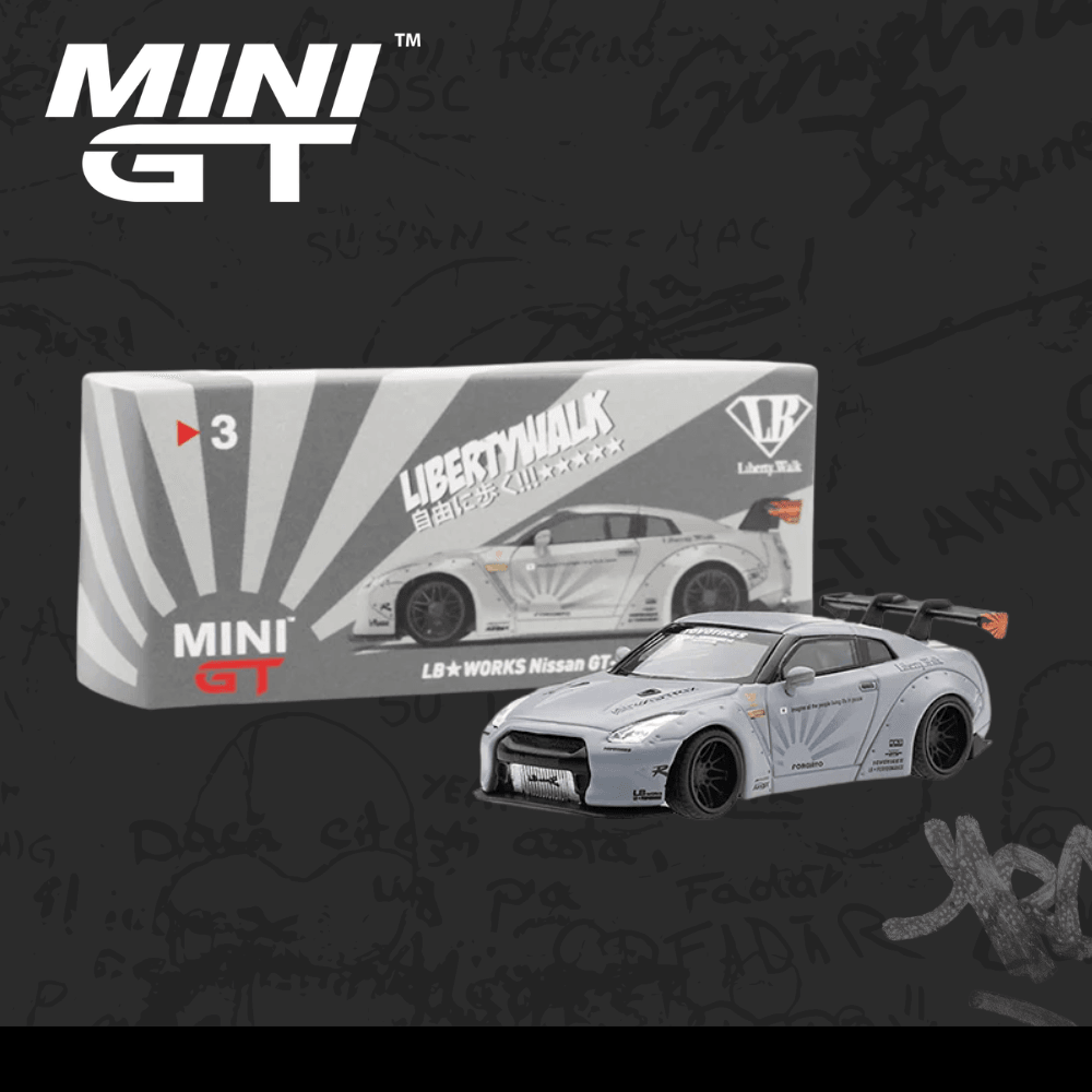 Mini GT 3 Nissan GT-R R35 Matte Grey Liberty Walk LB-Works