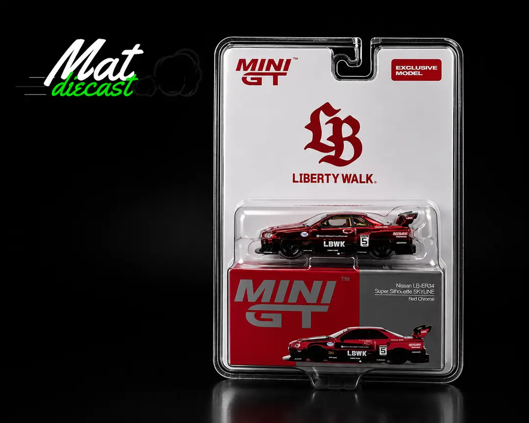 Mini GT 1015 – Nissan LB-ER34 Super Silhouette SKYLINE Red Chrome