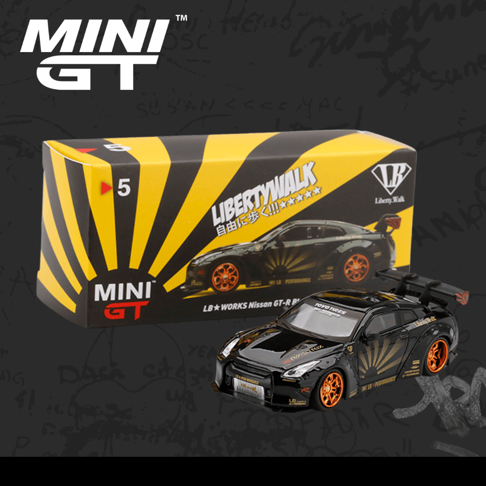 Mini GT 5 LB WORKS Nissan GT-R (R35) Black w/ Copper Wheel Type 1, RHD Asia ver.