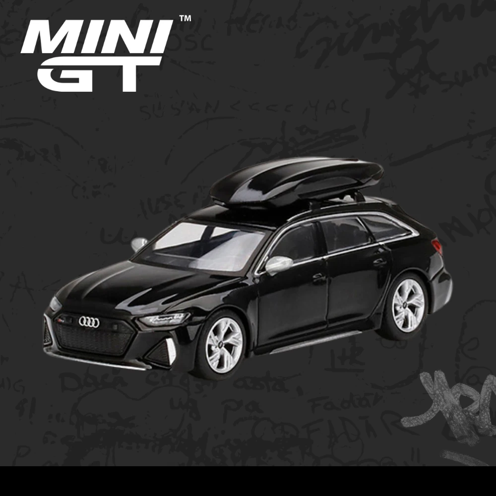 ミニカー MINI GT Audi RS 6 Avant Mythos Black Mini Gt 257 Audi RS 6 Avant Mythos Black Metallic w/ Roof Box