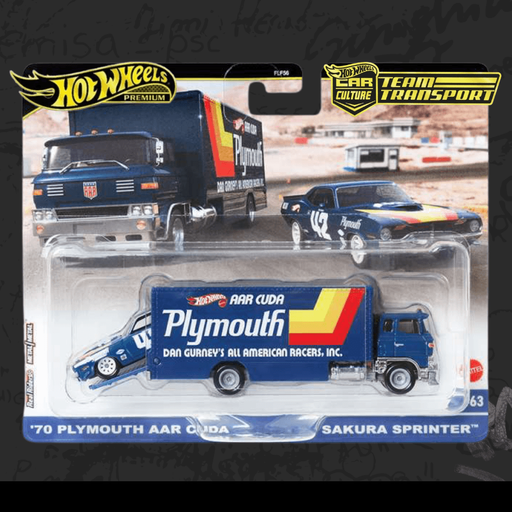Hot Wheels Team Transport '70 Plymouth AAR Cuda & Sakura Sprinter #63