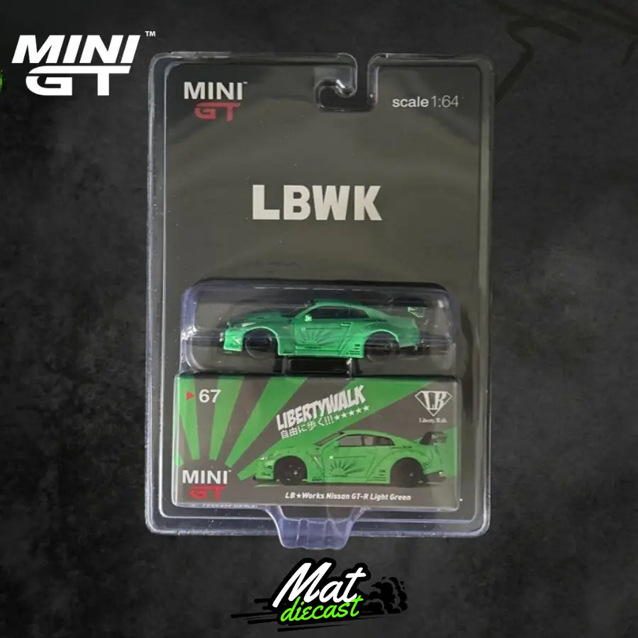 Mini GT #67 LB★Works LBWK R35 Light Green Japan Card Blister