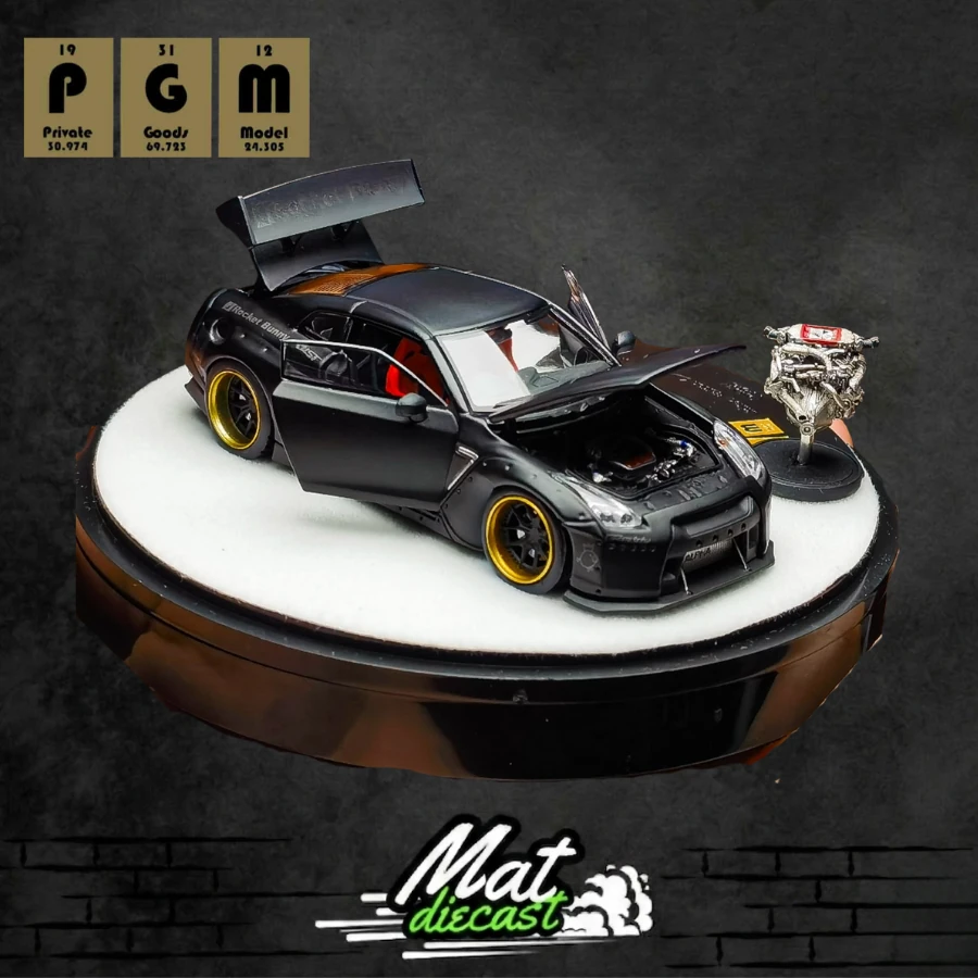 PGM 1:64 Nissan Rocket Bunny GTR R35 Overseas Edition Matte Black