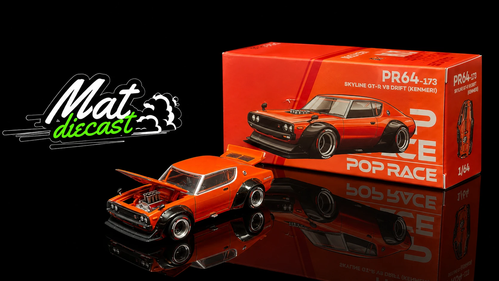 POP RACE Nissan Skyline GT-R V8 Drift (KENMERI) Orange