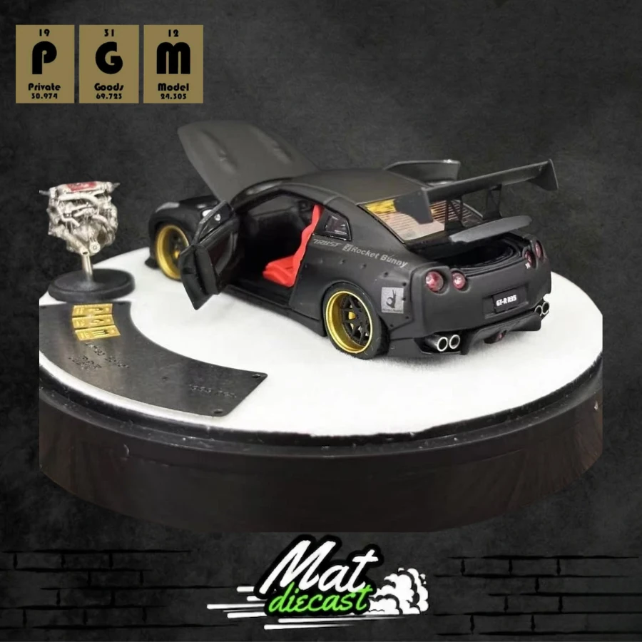 PGM 1:64 Nissan Rocket Bunny GTR R35 Overseas Edition Matte Black
