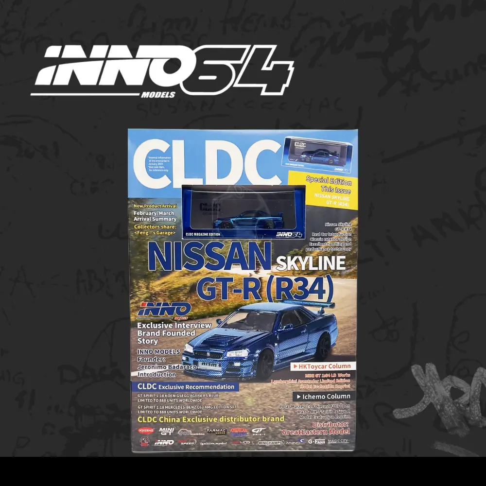 İNNO64 Nissan Skyline GT-R R34 CLDC Magazine Edition-Matdiecast