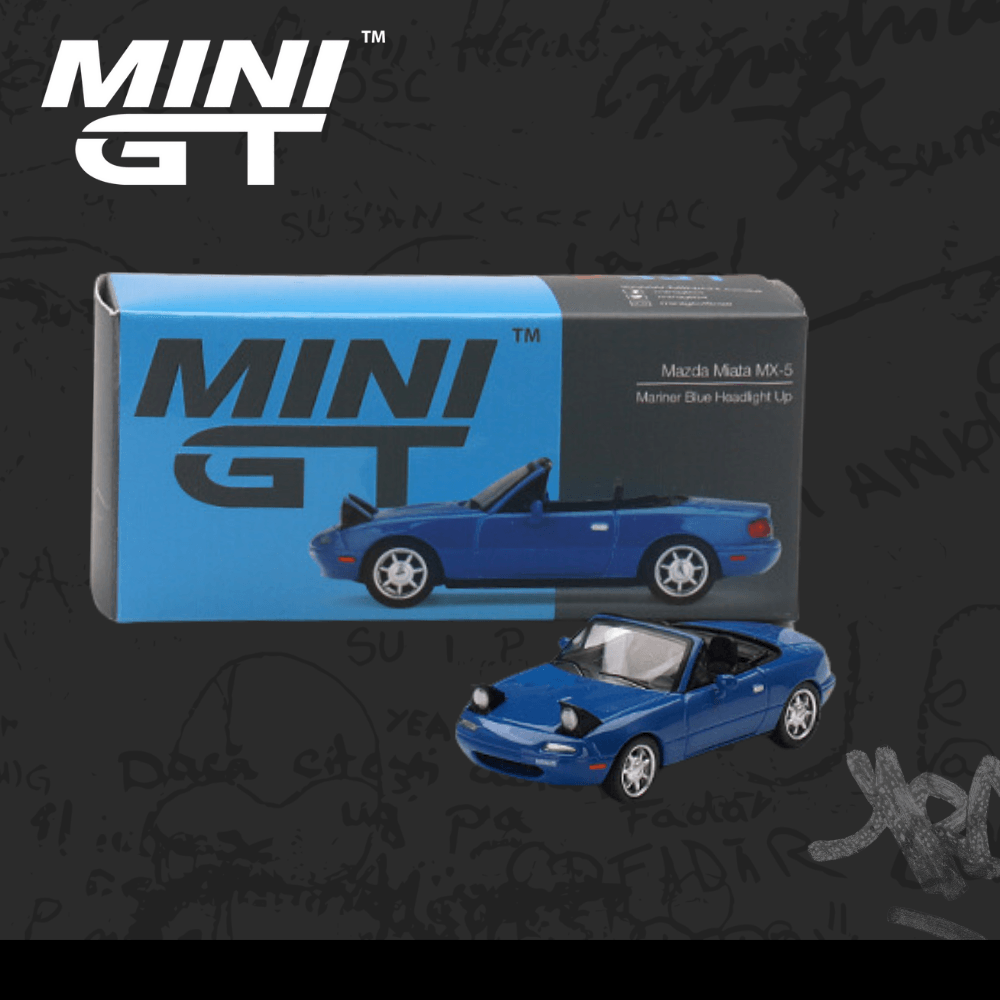 Mini Gt 331 Mazda Miata MX-5 (NA) Mariner Blue Headlight Up LHD