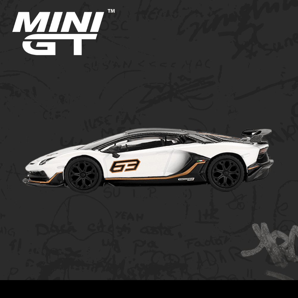 Mini GT 842  Lamborghini Aventador SVJ 63 Bianco Asopo 