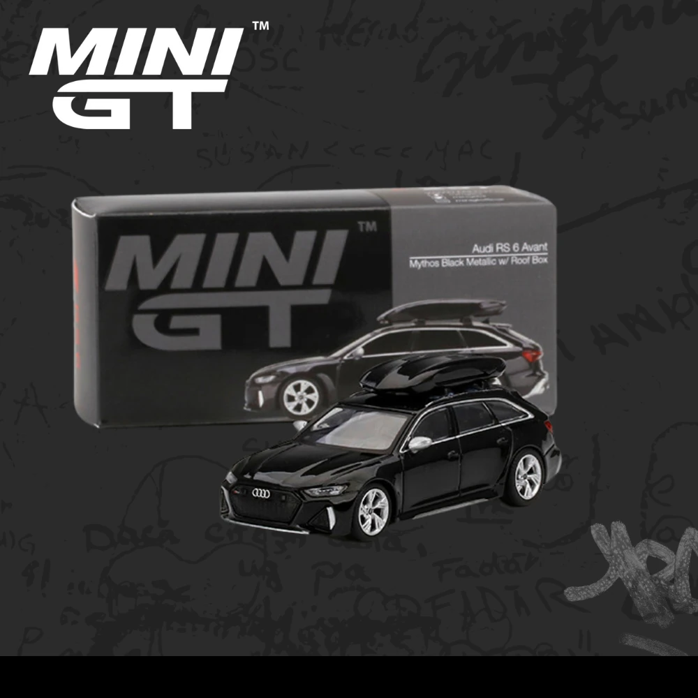 Mini Gt 257 Audi RS 6 Avant Mythos Black Metallic w/ Roof Box