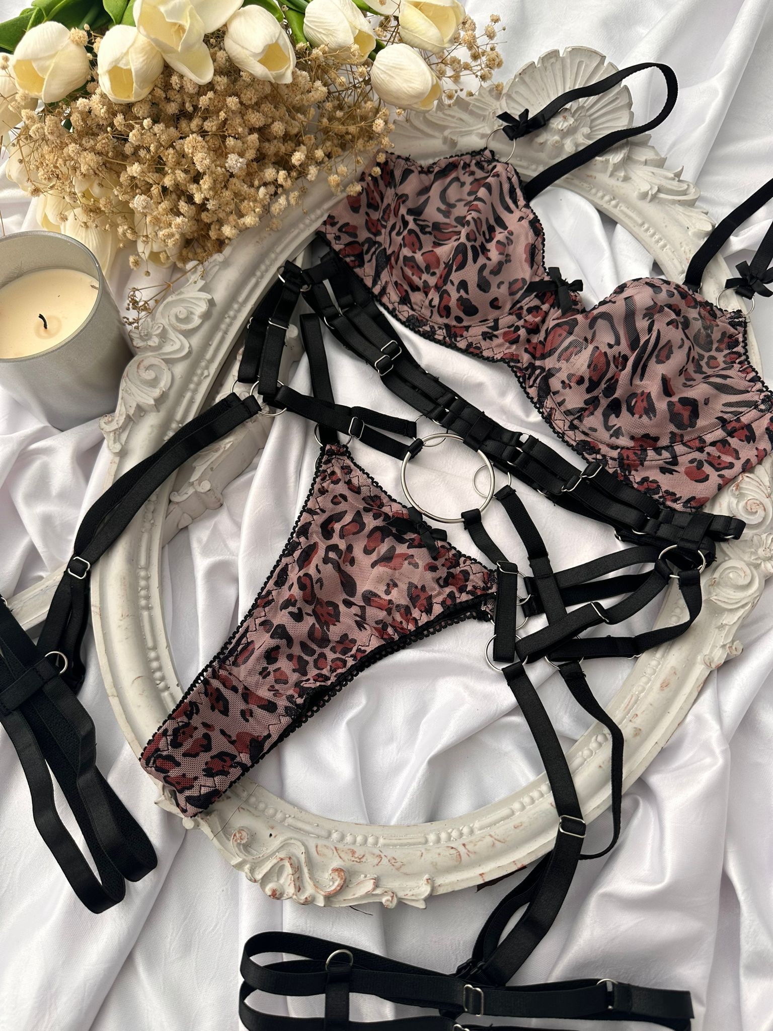 Nansie Leopar Jartiyerli İç Çamaşırı Takımı