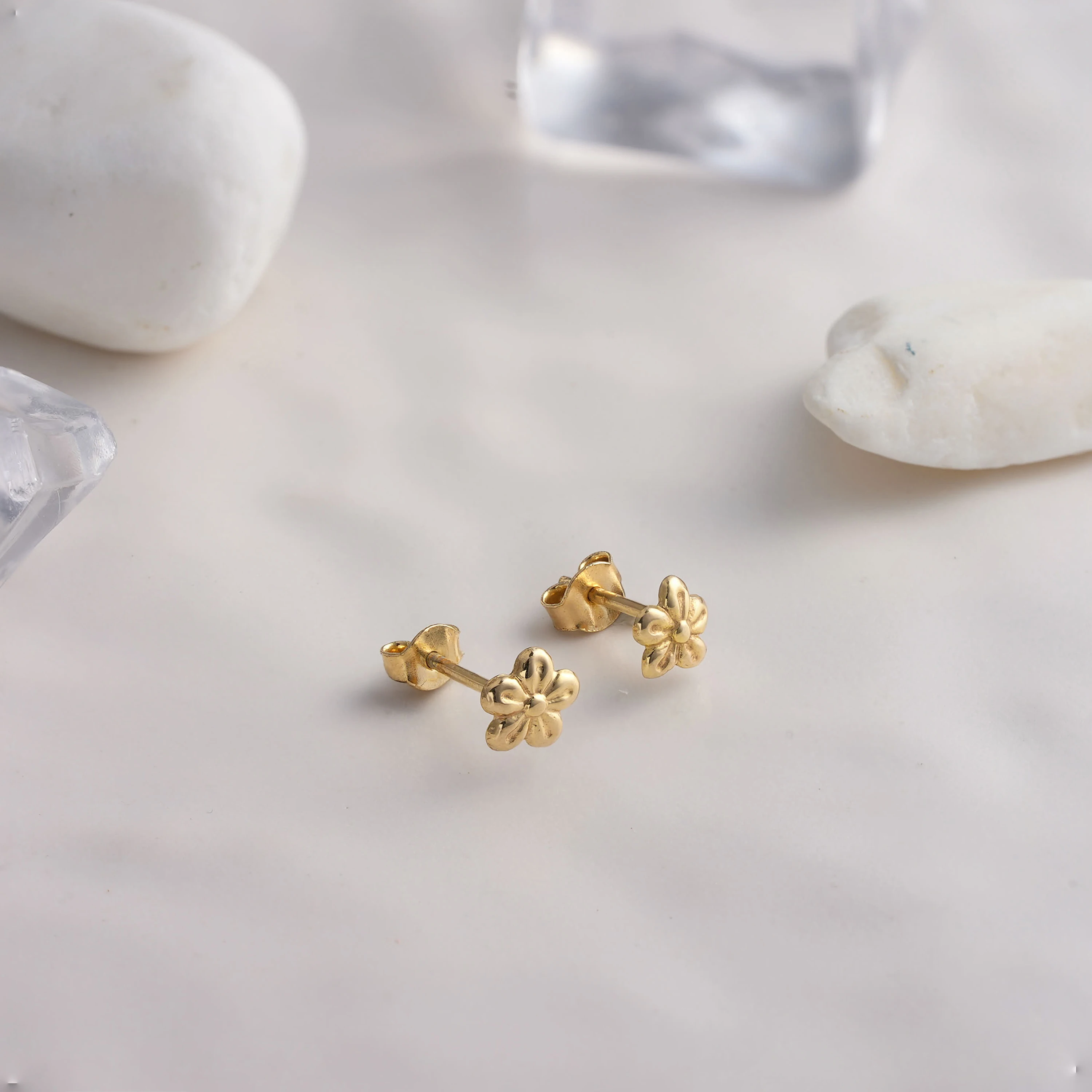 14 Ayar Altın Çiçek Küpe