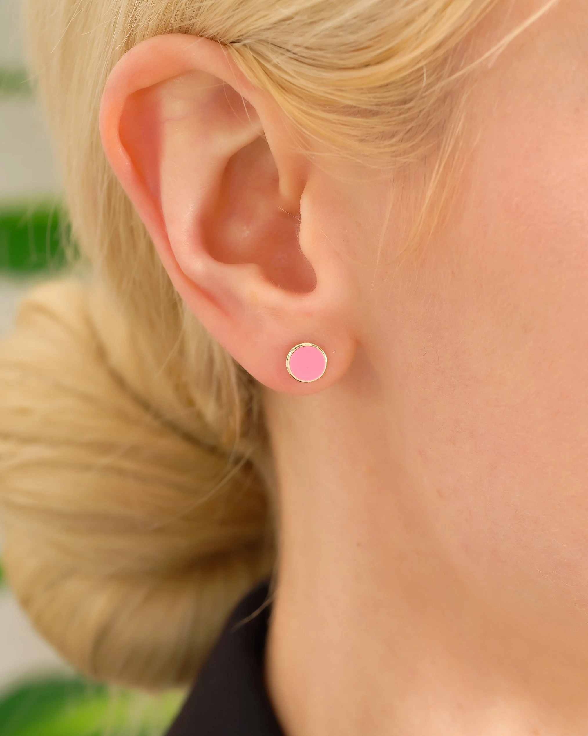 8 Ayar Altın Pembe Yuvarlak Küpe