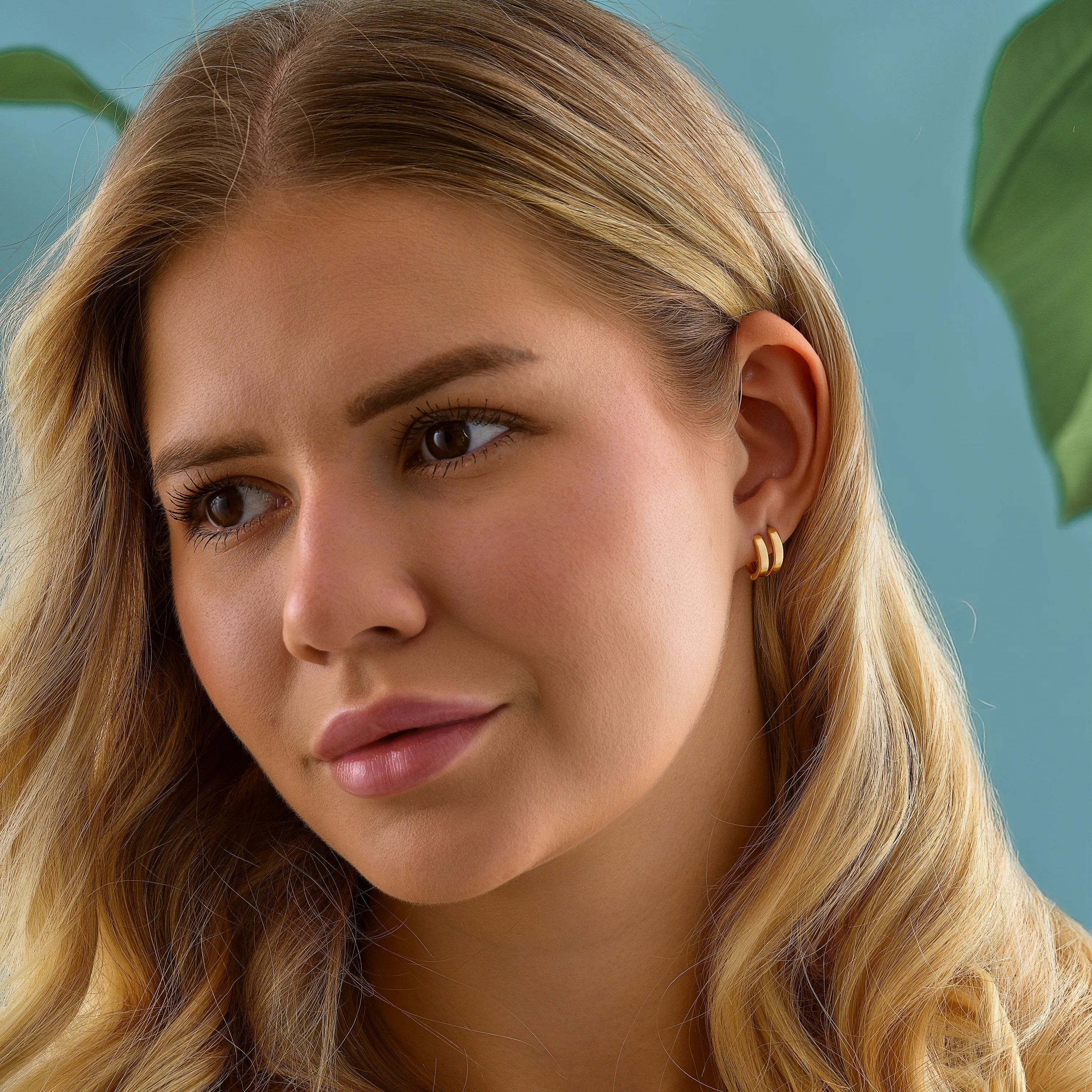 8 Ayar Altın Çift Halka Küpe