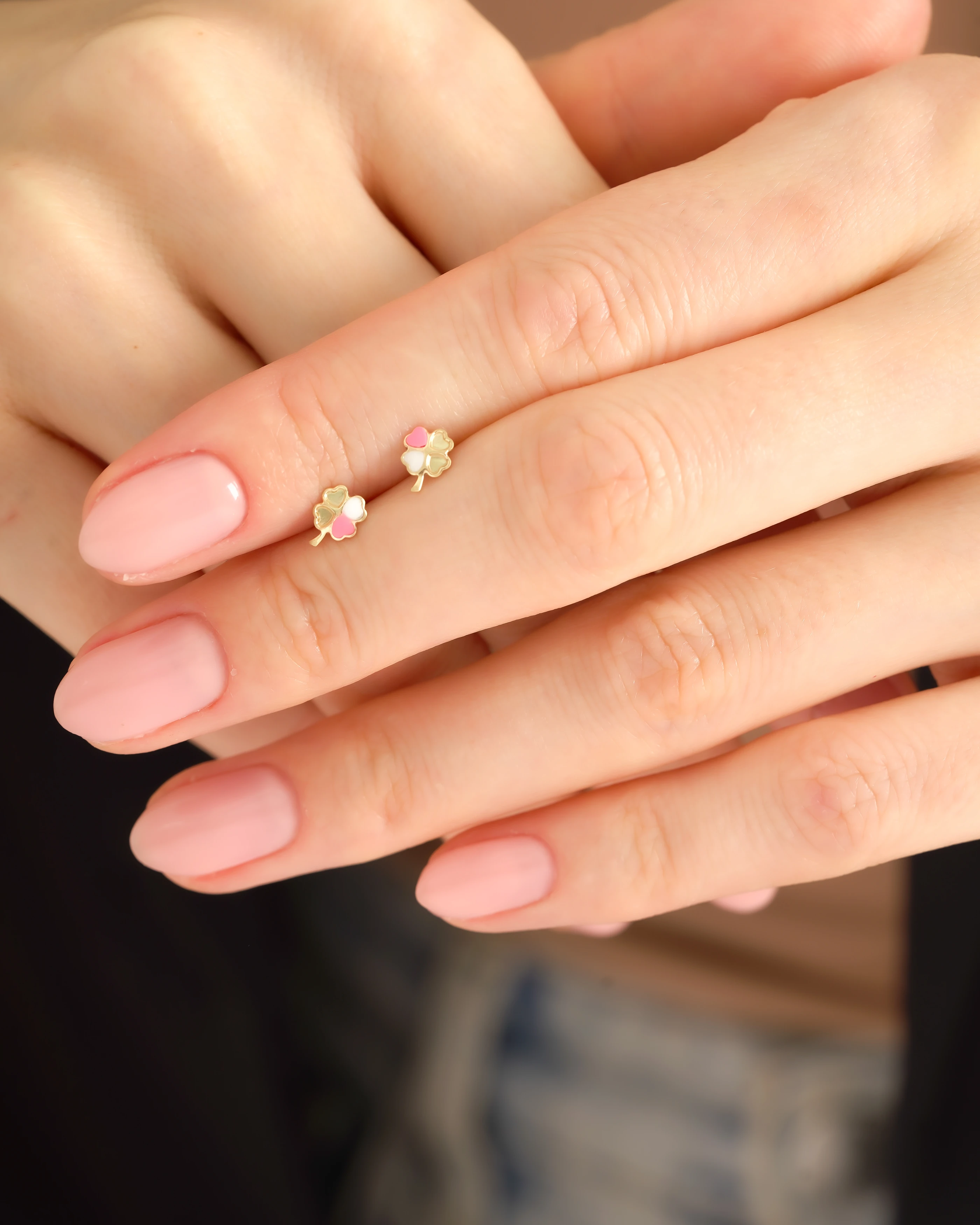 8 Ayar Altın Yonca Küpe