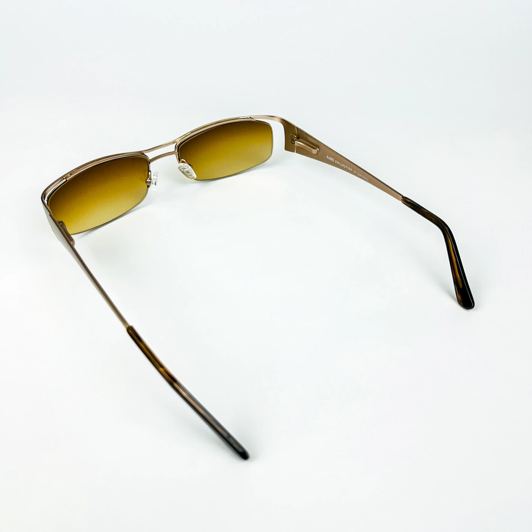 Vintage Güneş Gözlüğü – 90’lar Retro – Gold Metal Çerçeve, Kahverengi Degrade Cam