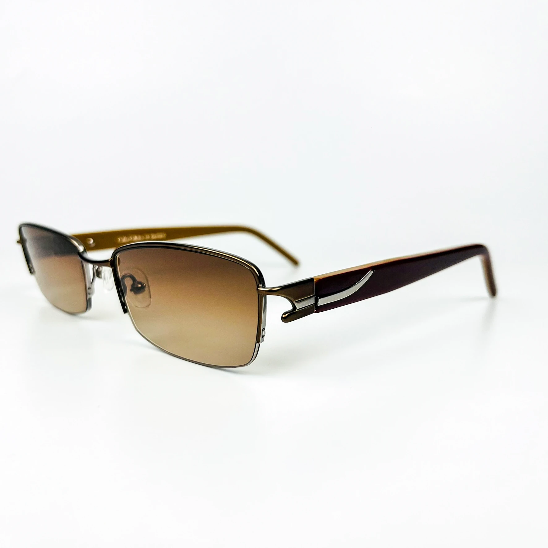 Vintage Güneş Gözlüğü – 2000’ler Retro – Metal Çerçeve, Kahverengi Degrade Cam