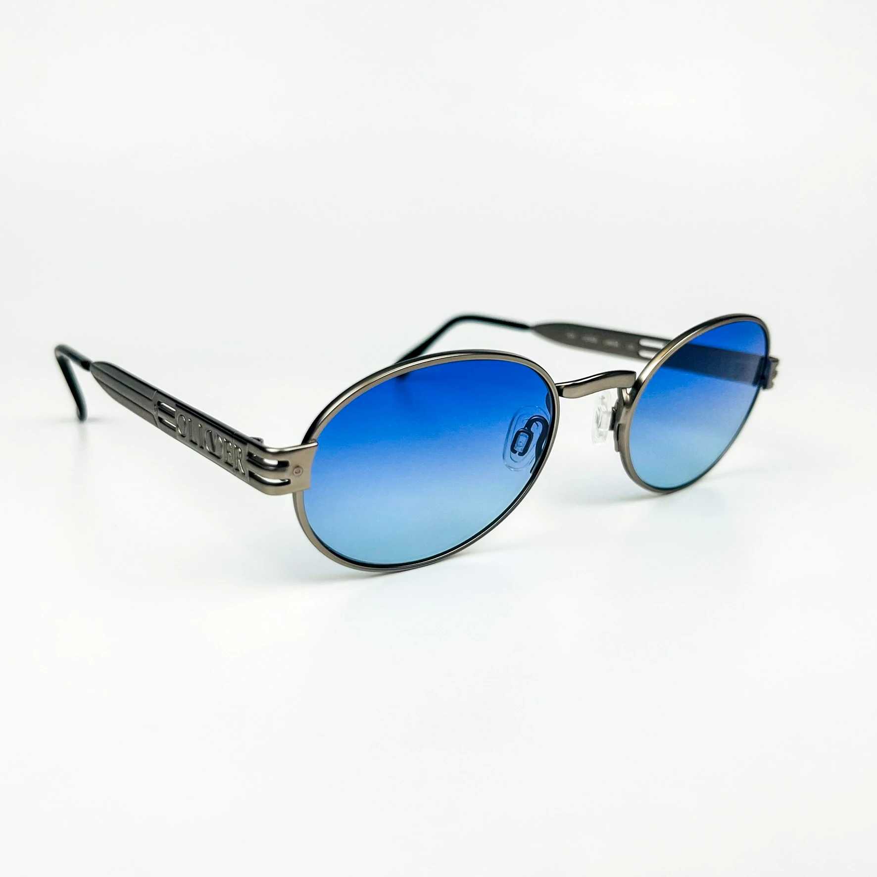 Vintage Güneş Gözlüğü – 90’lar Retro – Gümüş Metal Çerçeve, Mavi Degrade Cam