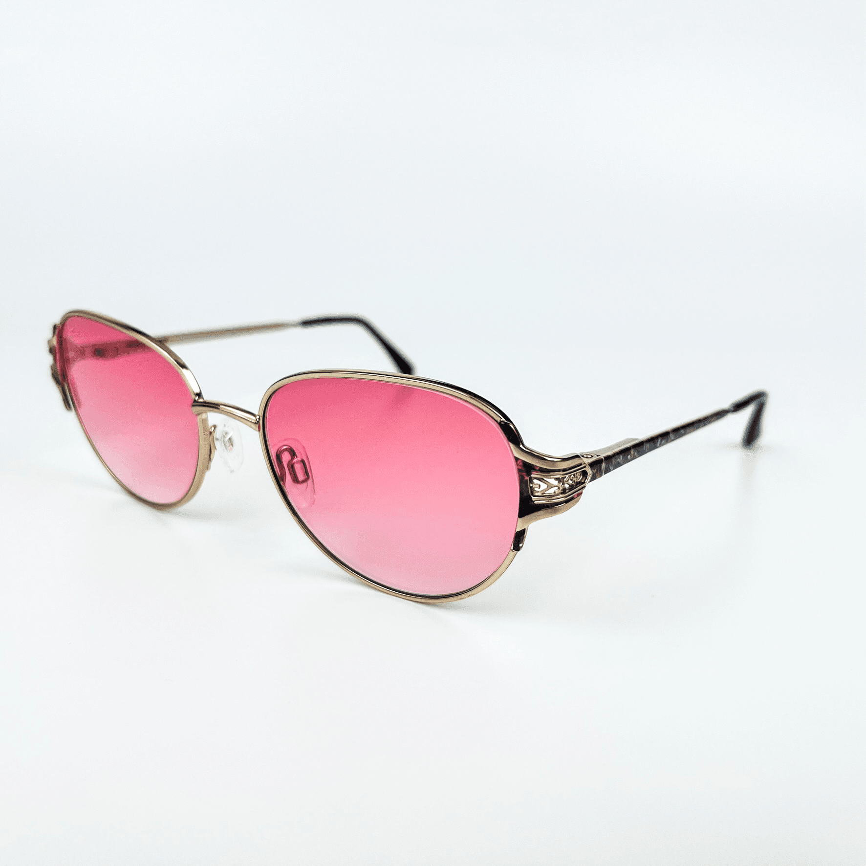 Vintage Güneş Gözlüğü – 1980’ler Retro Gold Metal Çerçeve & Pembe Degrade Camlı Gözlük OSV673