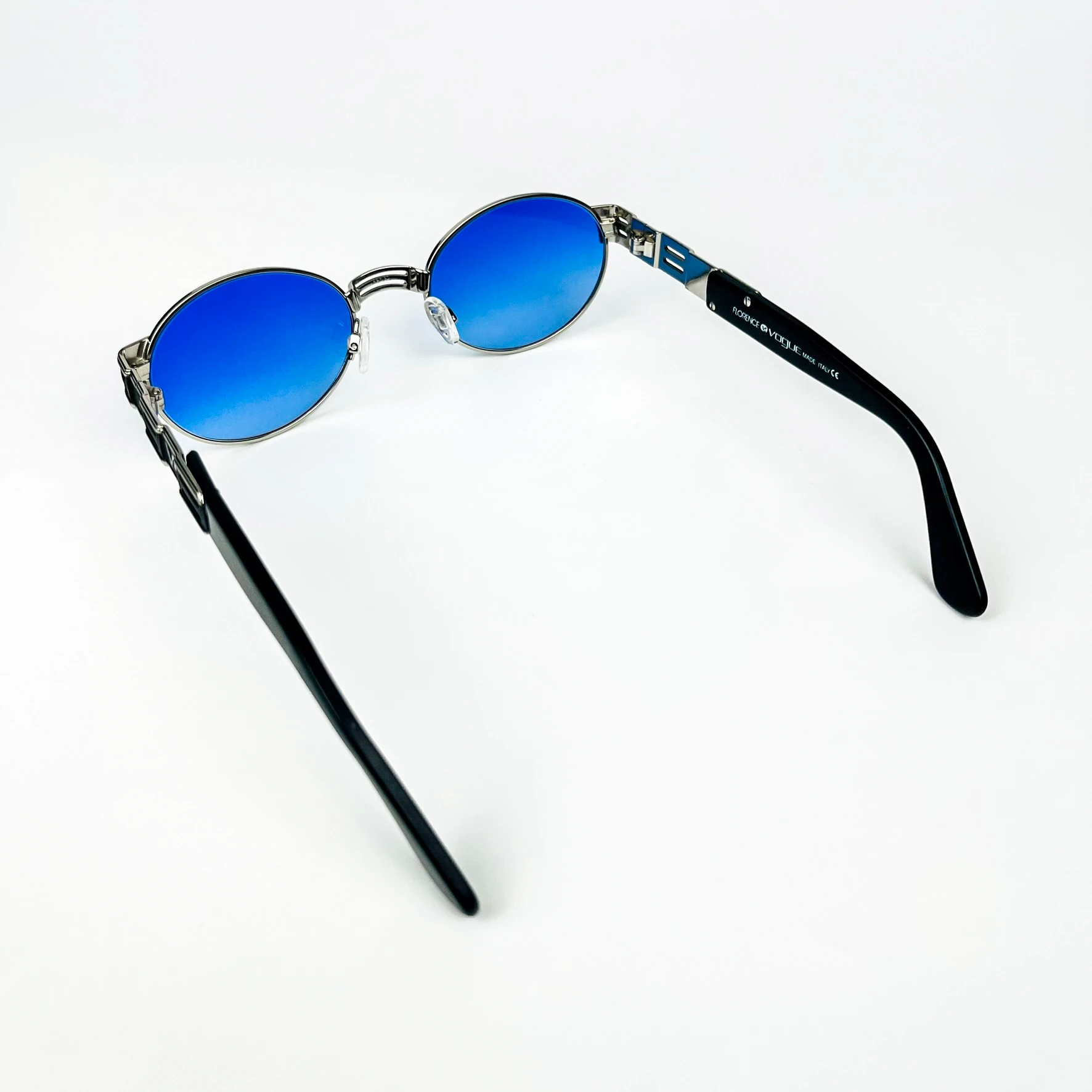 Vintage Güneş Gözlüğü – 90’lar Retro – Metal Çerçeve, Mavi Degrade Cam