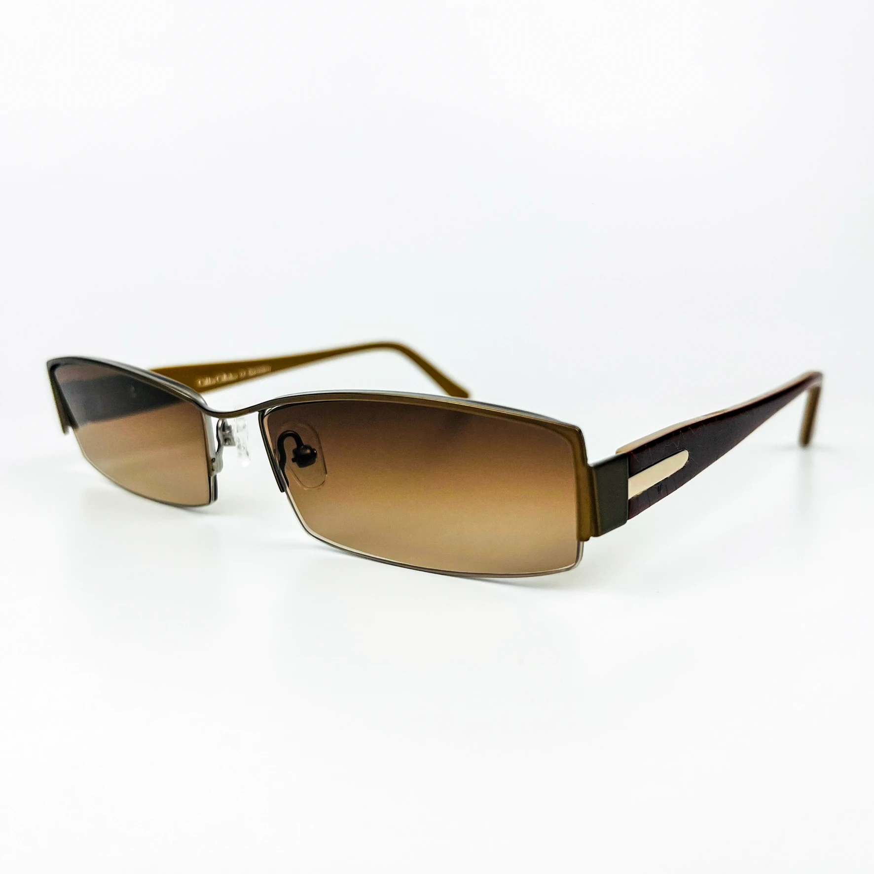Vintage Güneş Gözlüğü – 2000’ler Retro – Metal Çerçeve, Kahverengi Degrade Cam
