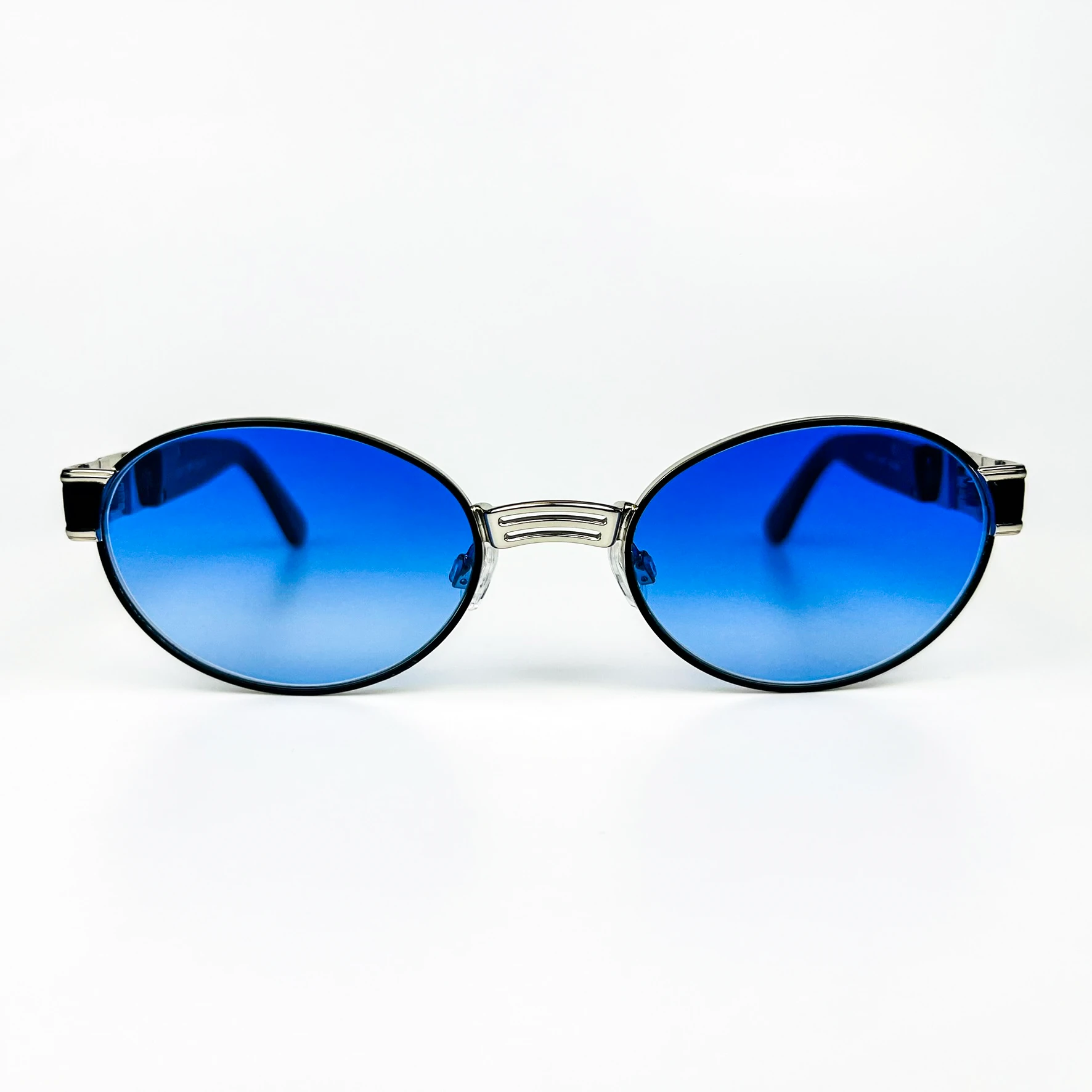 Vintage Güneş Gözlüğü – 90’lar Retro – Metal Çerçeve, Mavi Degrade Cam