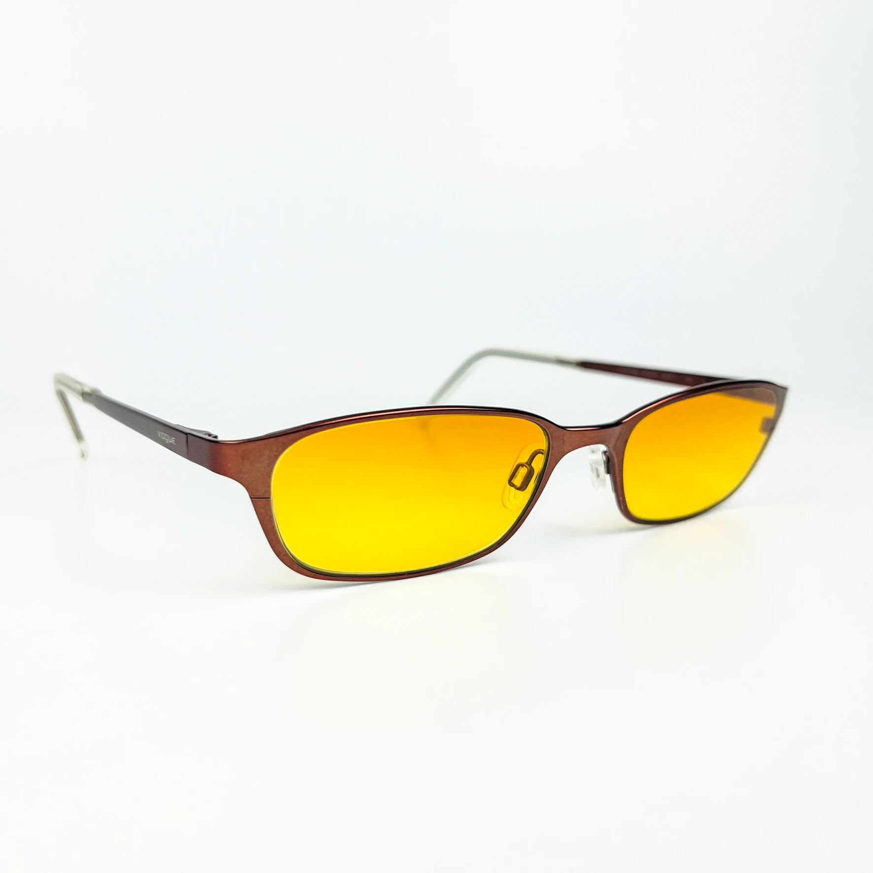 Vintage Güneş Gözlüğü – 90’lar Retro – Metal Çerçeve, Turuncu Degrade Cam