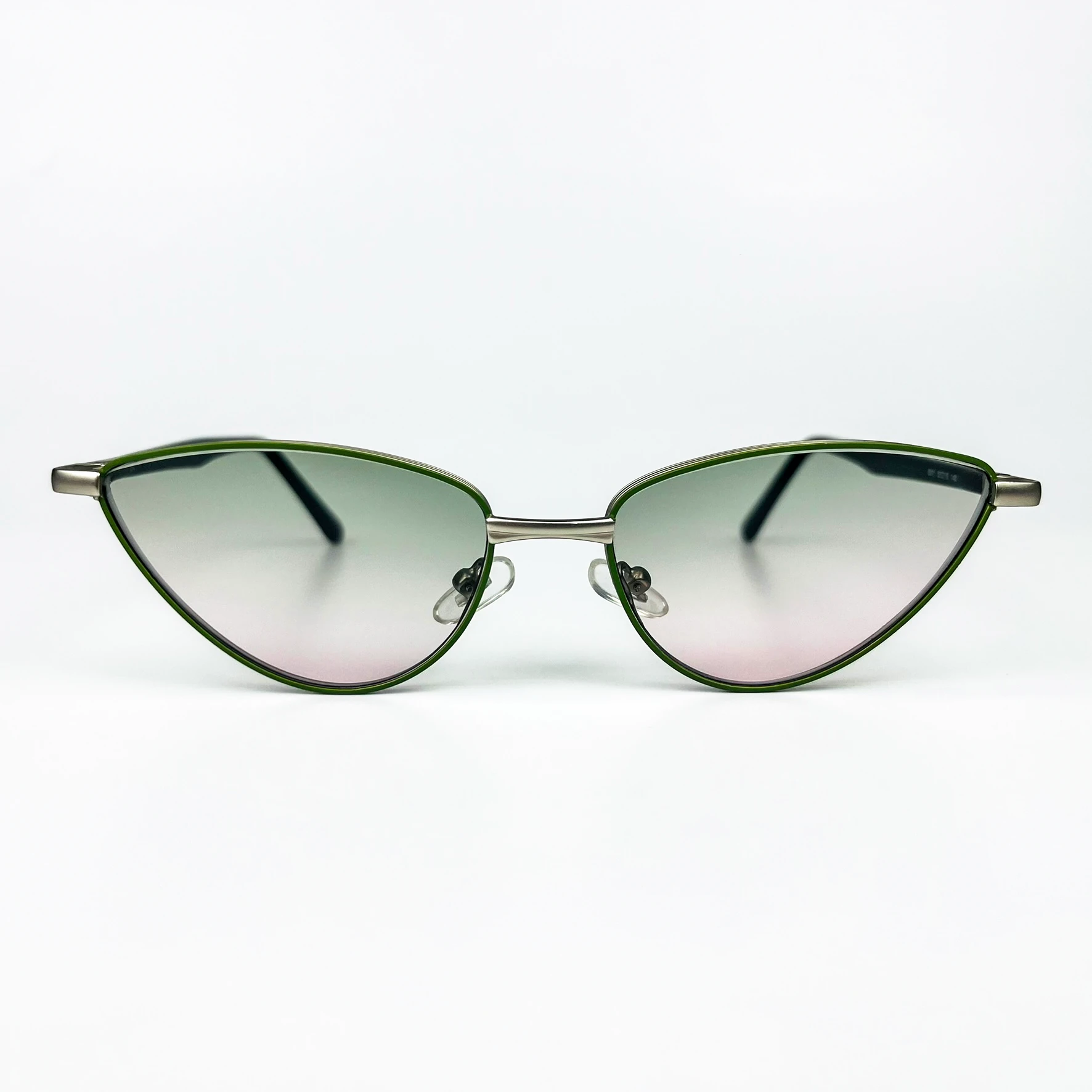 Vintage Güneş Gözlüğü – 2000’ler Retro – Yeşil Metal Çerçeve, Degrade Cam