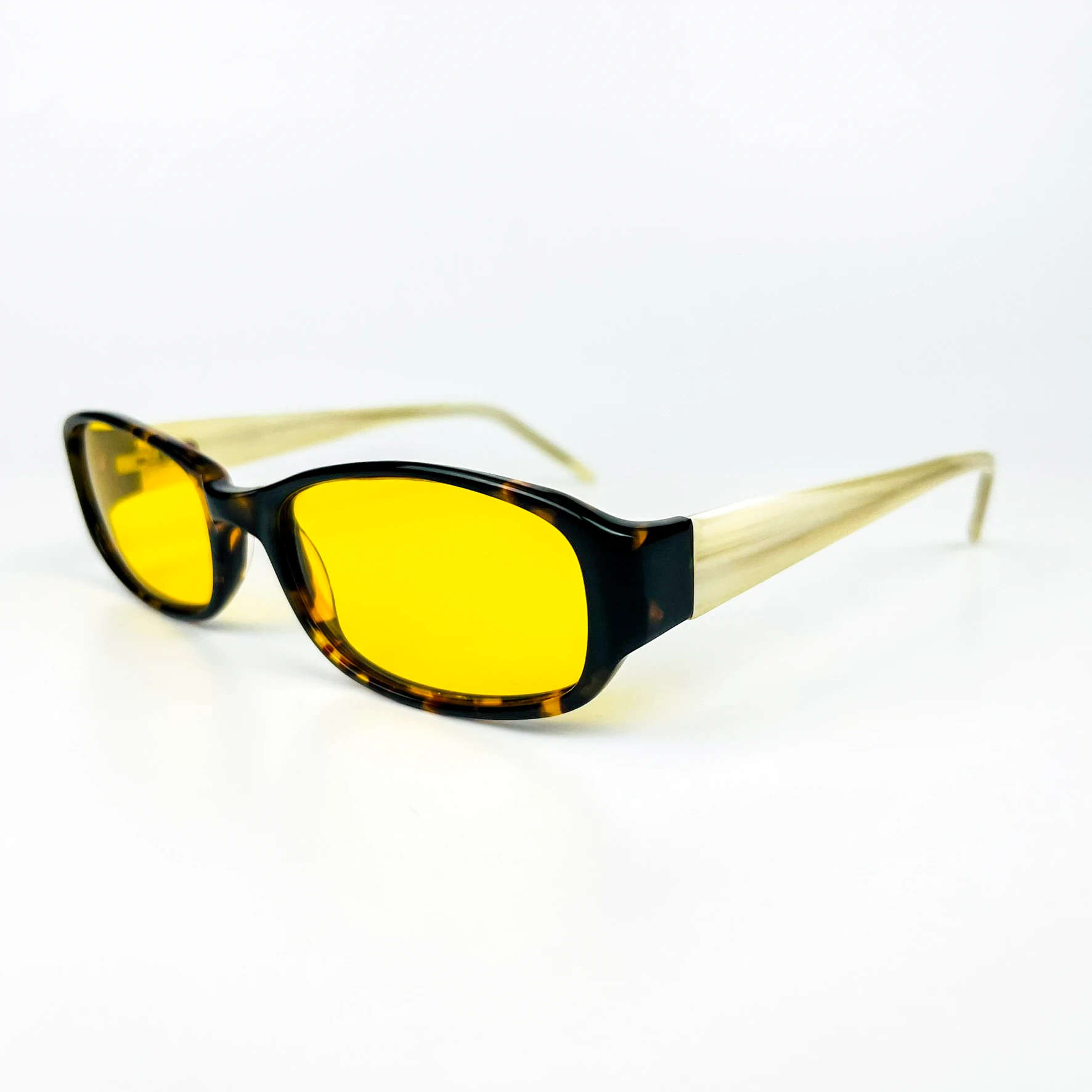 Vintage Güneş Gözlüğü – 90’lar Retro – Kahverengi Kemik Çerçeve, Sarı Polarize Cam