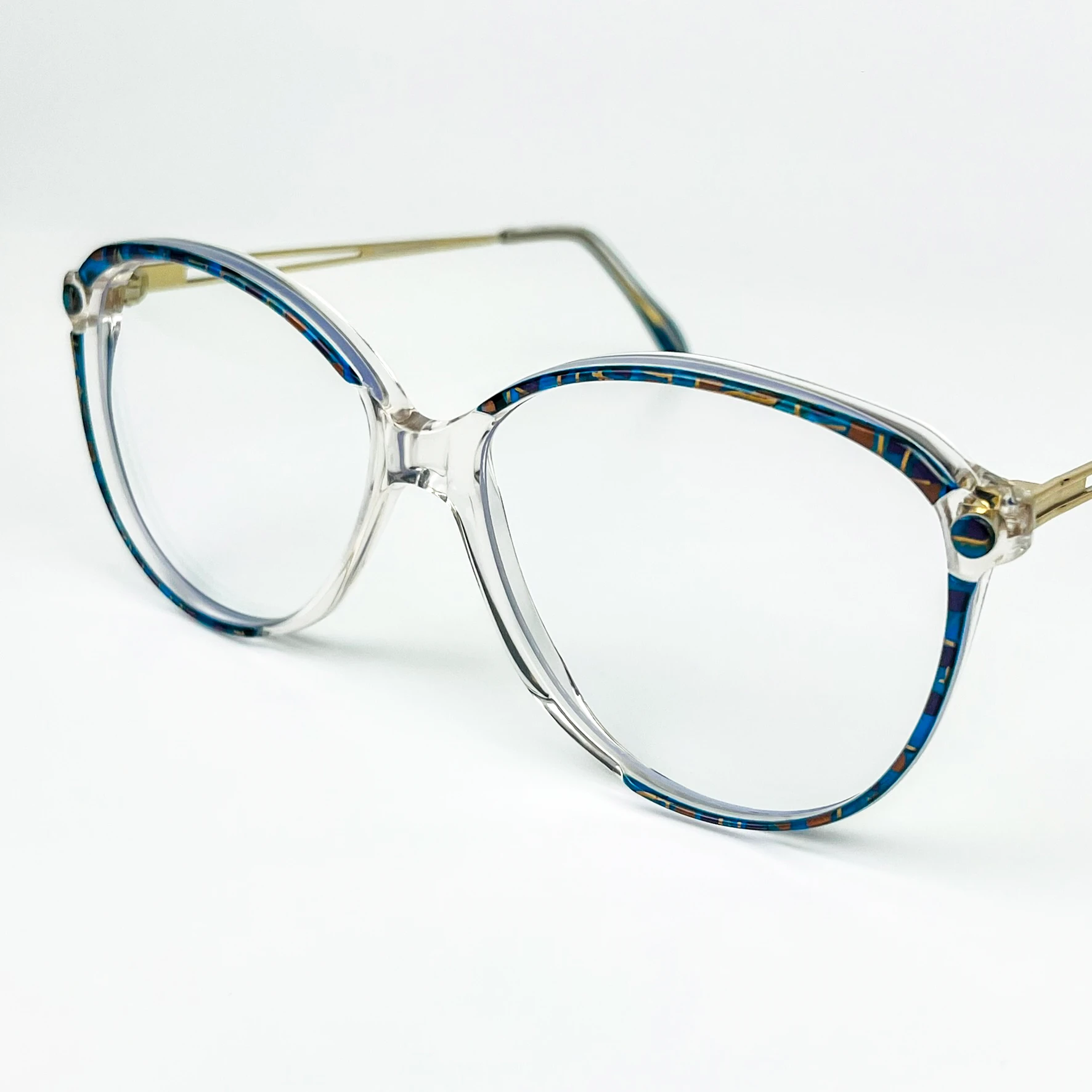 Mavi Işık Korumalı Vintage Gözlük – 70’ler Retro – Desenli Kemik Çerçeve