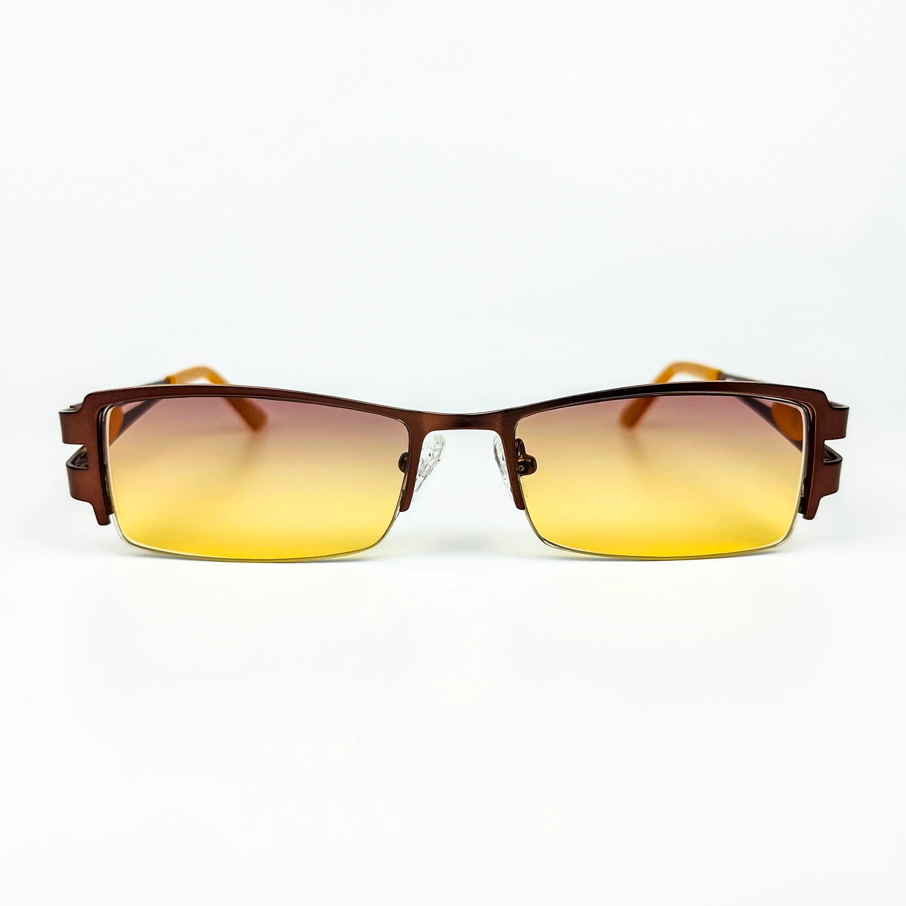 Vintage Güneş Gözlüğü – 2000’ler Retro – Metal Çerçeve, Mor-Sarı Degrade Cam