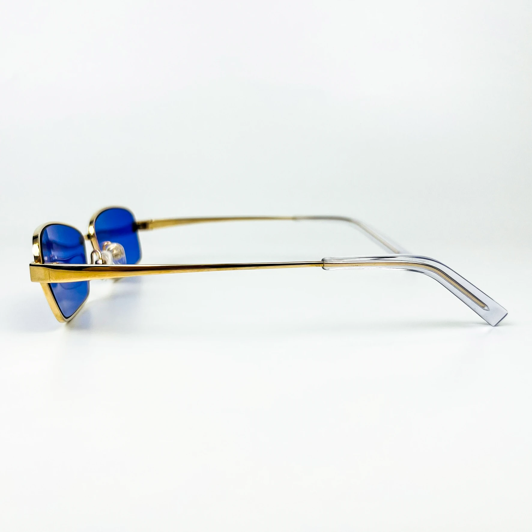 Vintage Güneş Gözlüğü – 90’lar Retro – Gold Metal Çerçeve, Mavi Cam