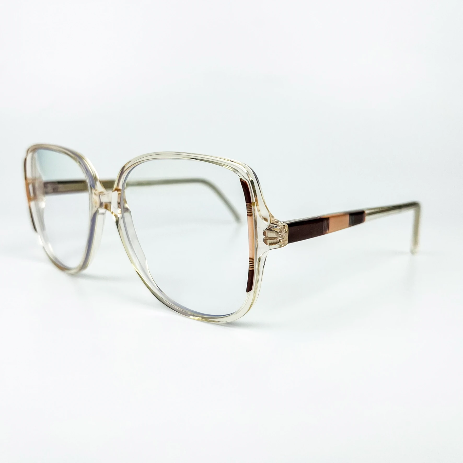 Mavi Işık Korumalı Vintage Gözlük – 70’ler Retro – Şeffaf Desenli Kemik Çerçeve