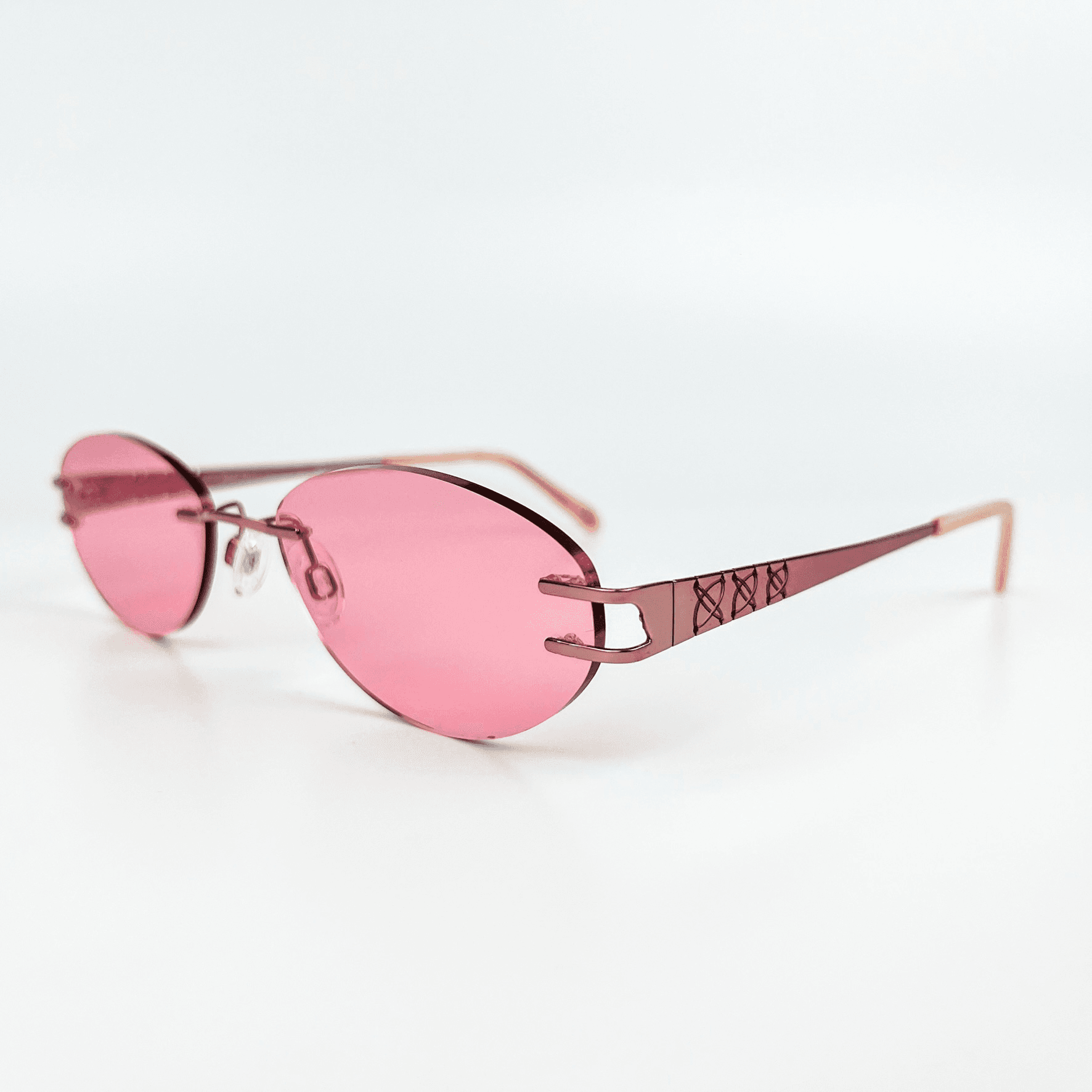 Vintage Güneş Gözlüğü – 1990 Retro Pembe Metal Çerçeve & Pembe Camlı Gözlük OSV646