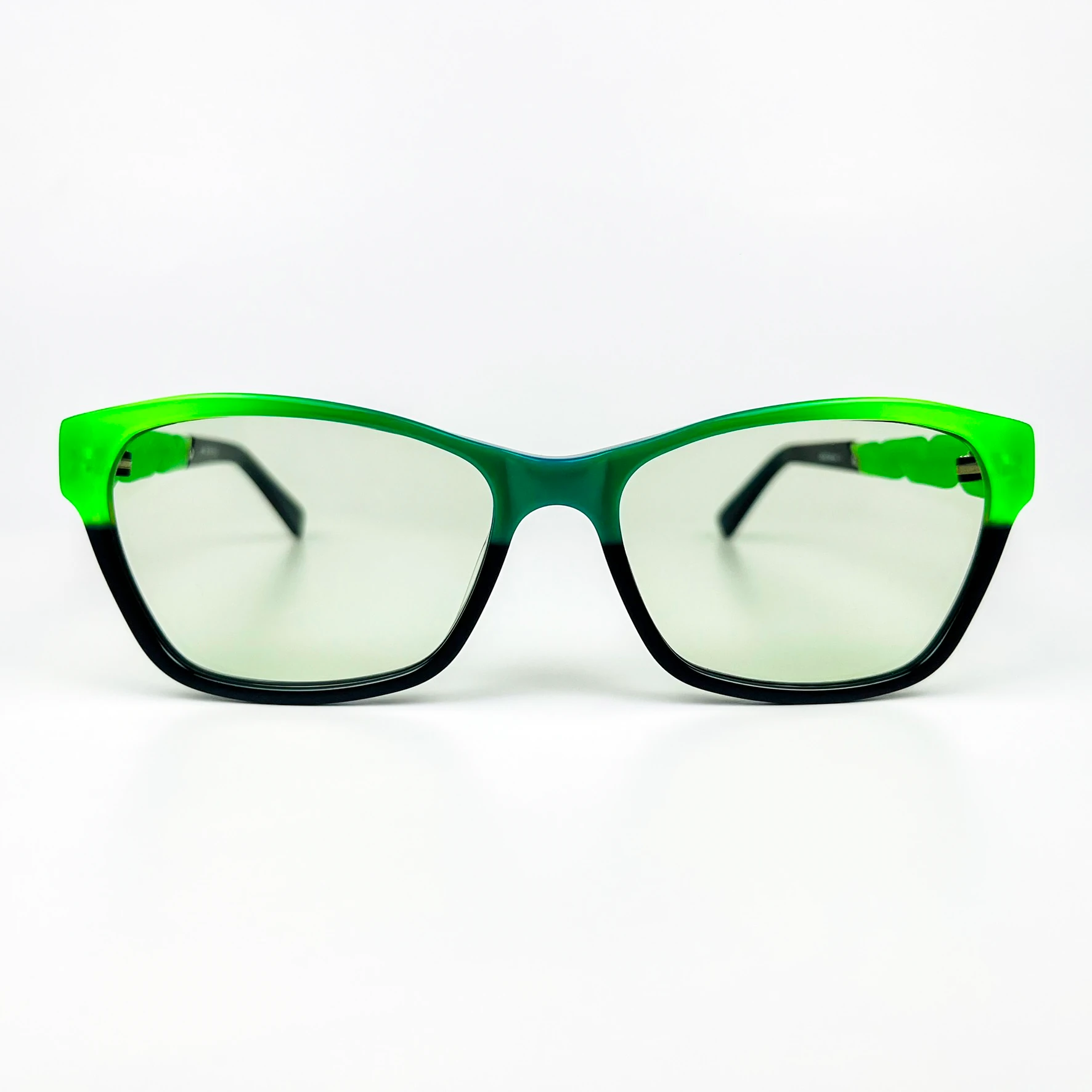 Vintage Güneş Gözlüğü – 2000’ler Retro – Kemik Çerçeve, Açık Yeşil Cam