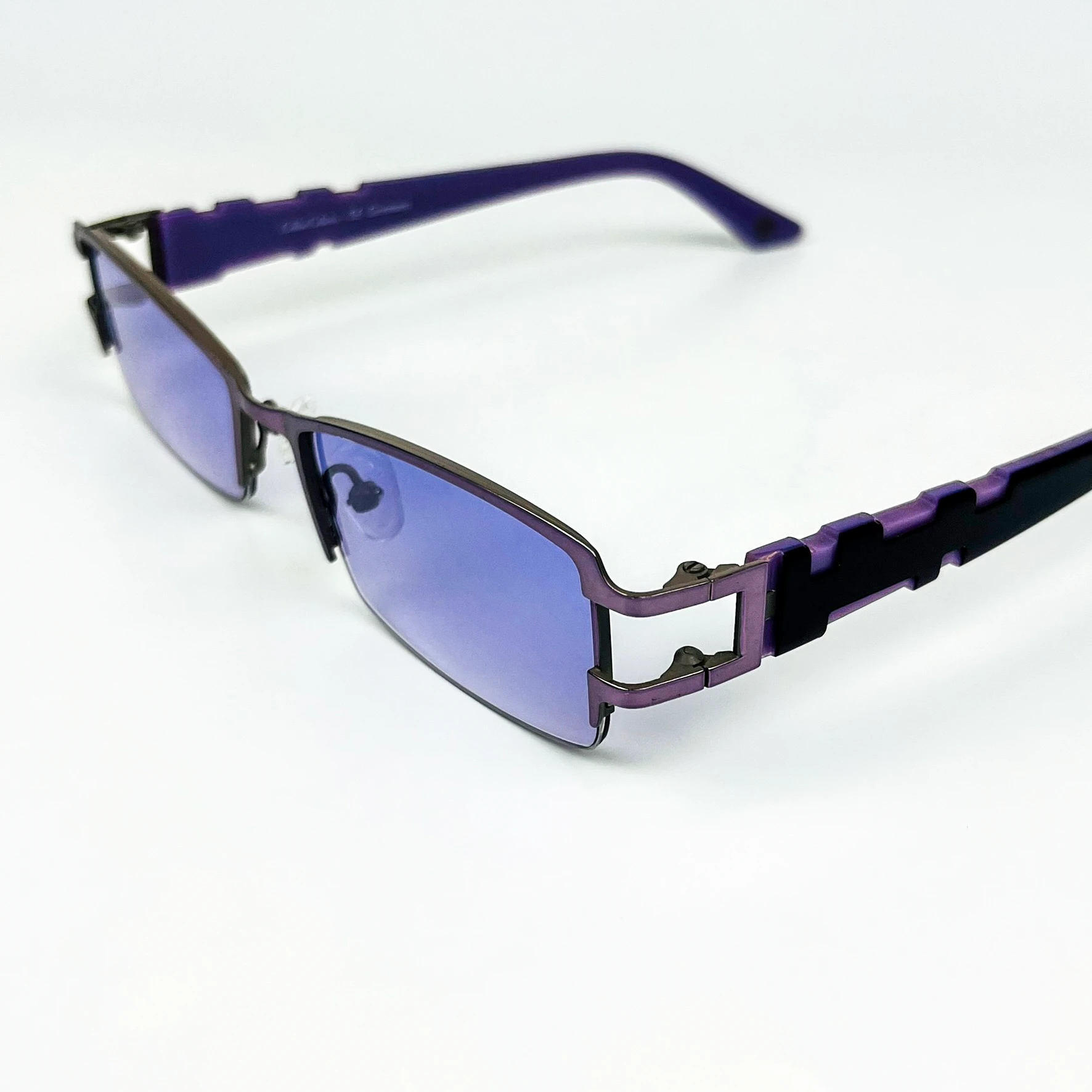 Vintage Güneş Gözlüğü – 2000’ler Retro – Metal Çerçeve, Mor Degrade Cam
