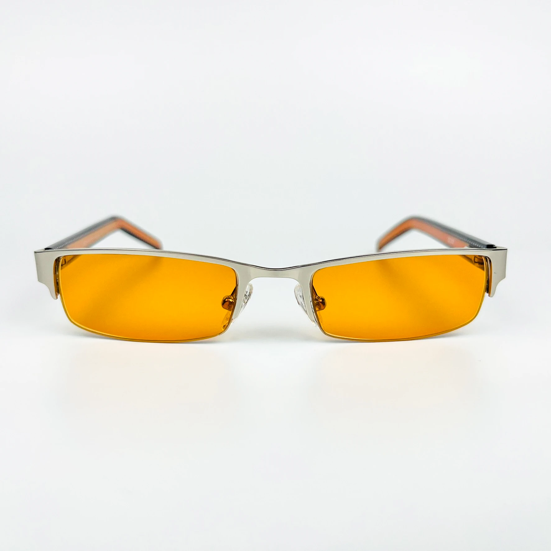 Vintage Güneş Gözlüğü – 90’lar Retro Gümüş Metal Çerçeve & Turuncu Camlı Gözlük OSV715