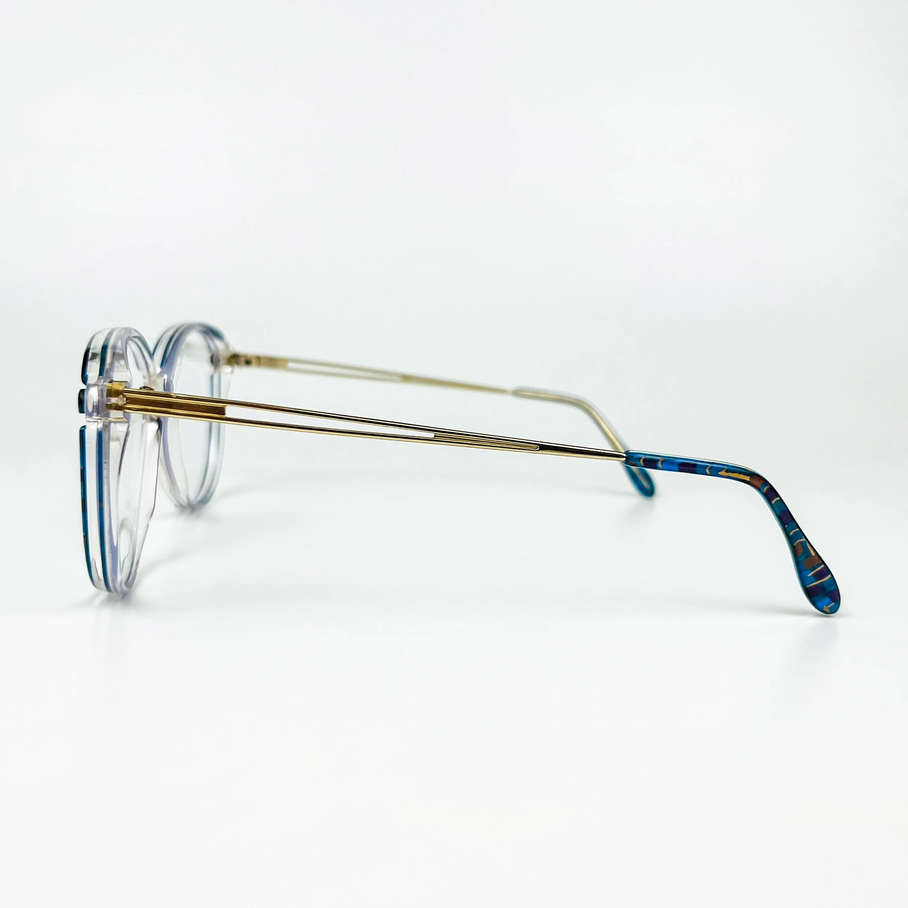 Mavi Işık Korumalı Vintage Gözlük – 70’ler Retro – Desenli Kemik Çerçeve