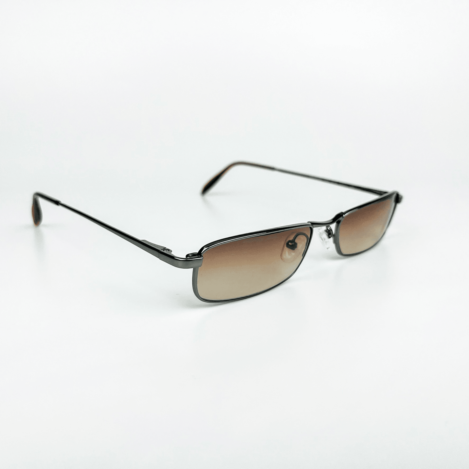 Vintage Güneş Gözlüğü – 90'lar Retro Titanyum Gümüş Metal Çerçeve & Kahverengi Degrade Cam OSV718