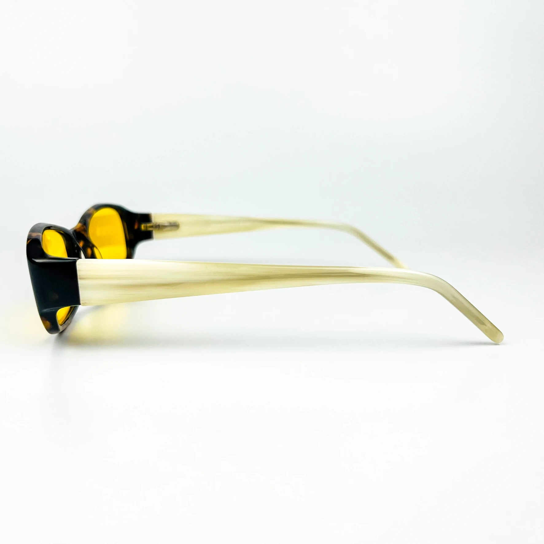 Vintage Güneş Gözlüğü – 90’lar Retro – Kahverengi Kemik Çerçeve, Sarı Polarize Cam