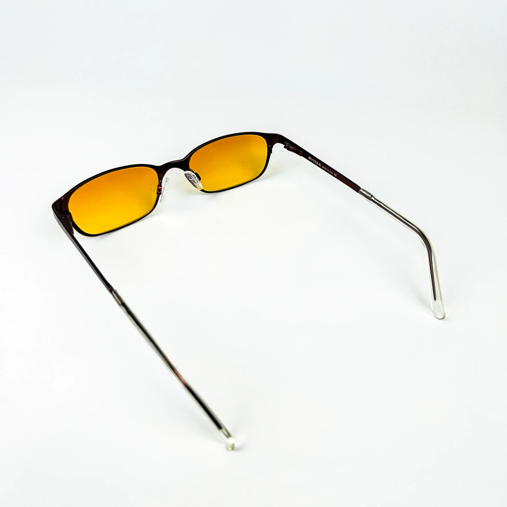 Vintage Güneş Gözlüğü – 90’lar Retro – Metal Çerçeve, Turuncu Degrade Cam
