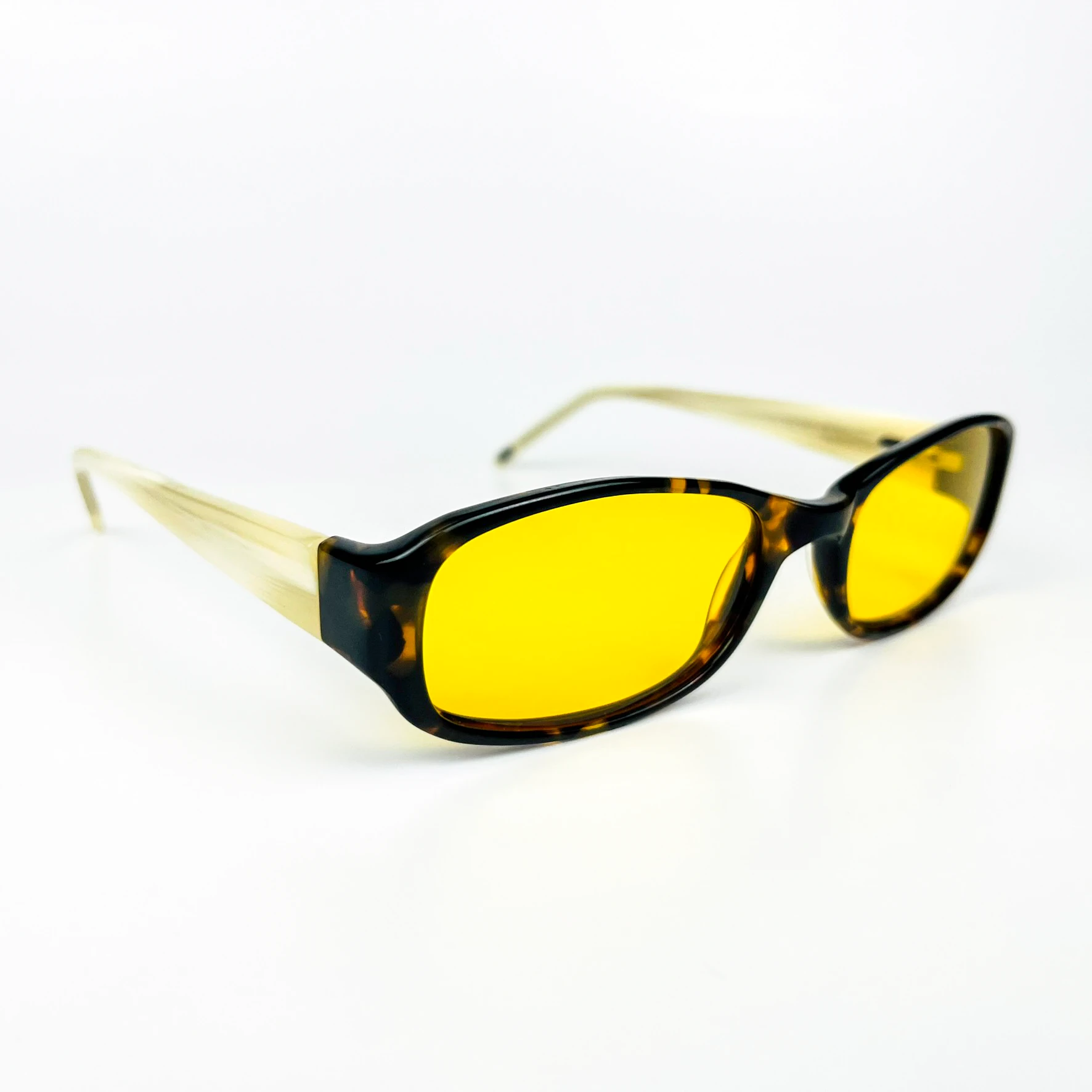 Vintage Güneş Gözlüğü – 90’lar Retro – Kahverengi Kemik Çerçeve, Sarı Polarize Cam