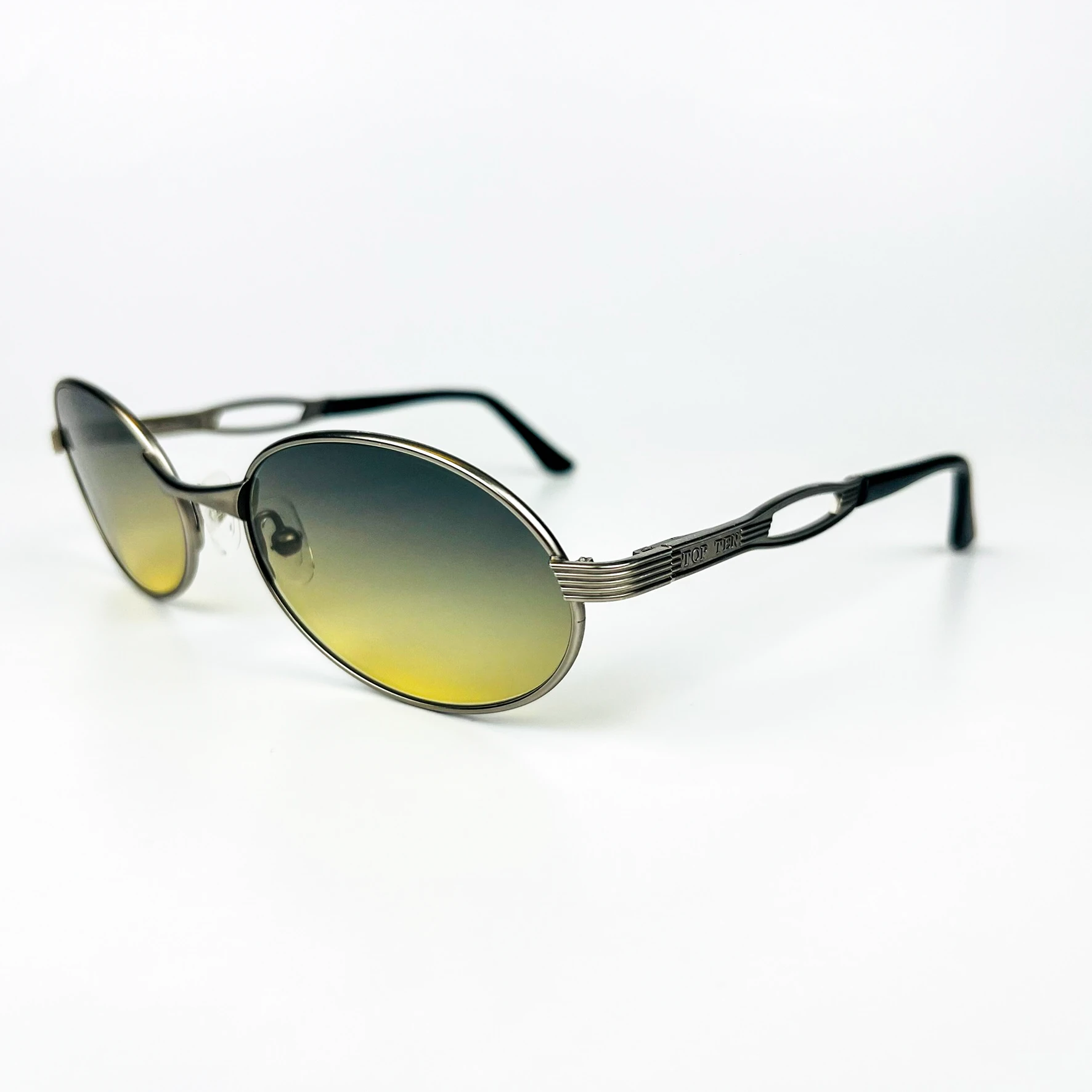 Vintage Güneş Gözlüğü – 90’lar Retro – Gümüş Metal Çerçeve, Yeşil Degrade Cam