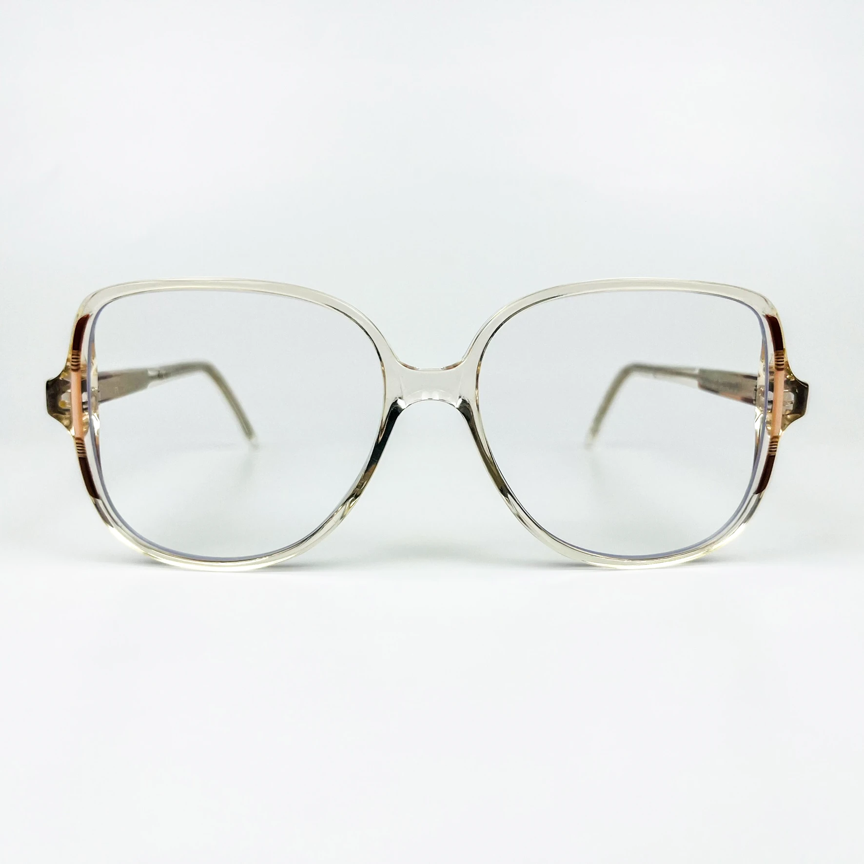 Mavi Işık Korumalı Vintage Gözlük – 70’ler Retro – Şeffaf Desenli Kemik Çerçeve