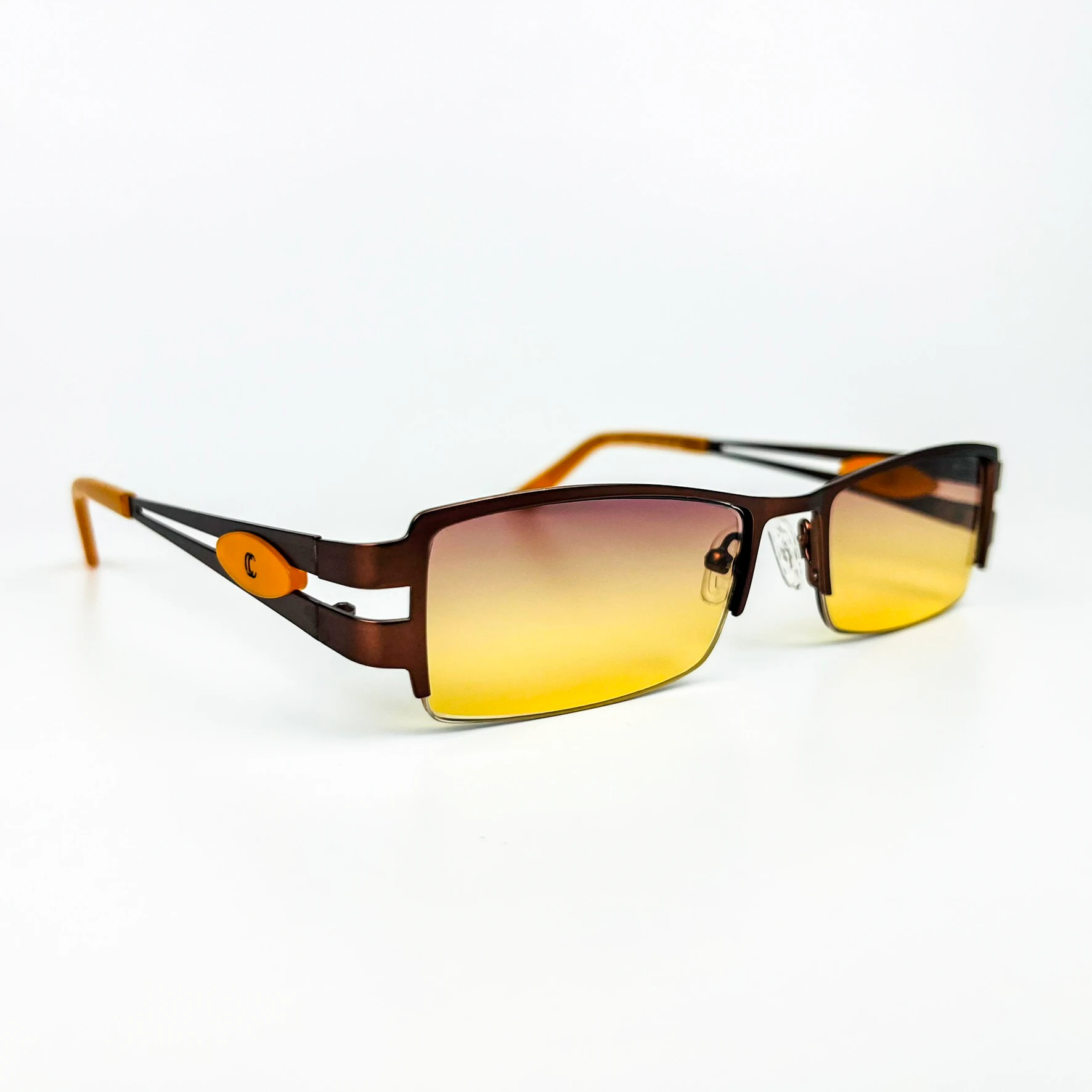 Vintage Güneş Gözlüğü – 2000’ler Retro – Metal Çerçeve, Mor-Sarı Degrade Cam