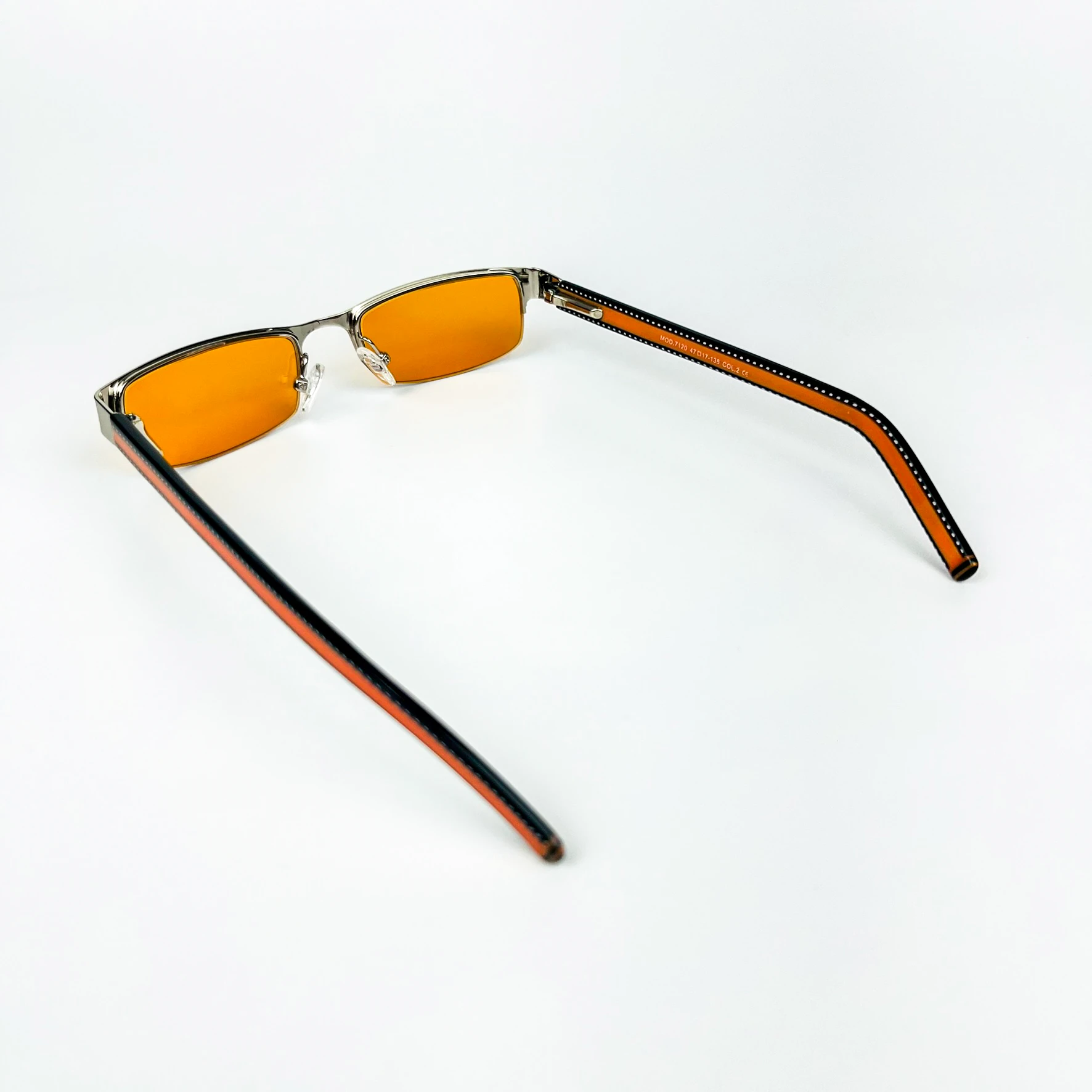 Vintage Güneş Gözlüğü – 90’lar Retro Gümüş Metal Çerçeve & Turuncu Camlı Gözlük OSV715