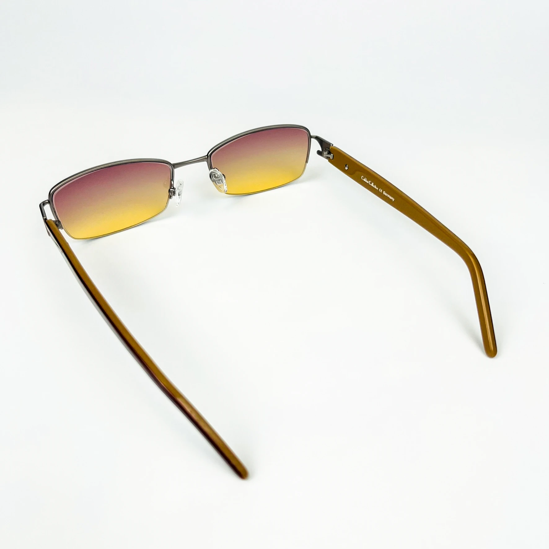 2000’ler Vintage Güneş Gözlüğü – Kahverengi Metal Çerçeve, Mor-Sarı Degrade Cam